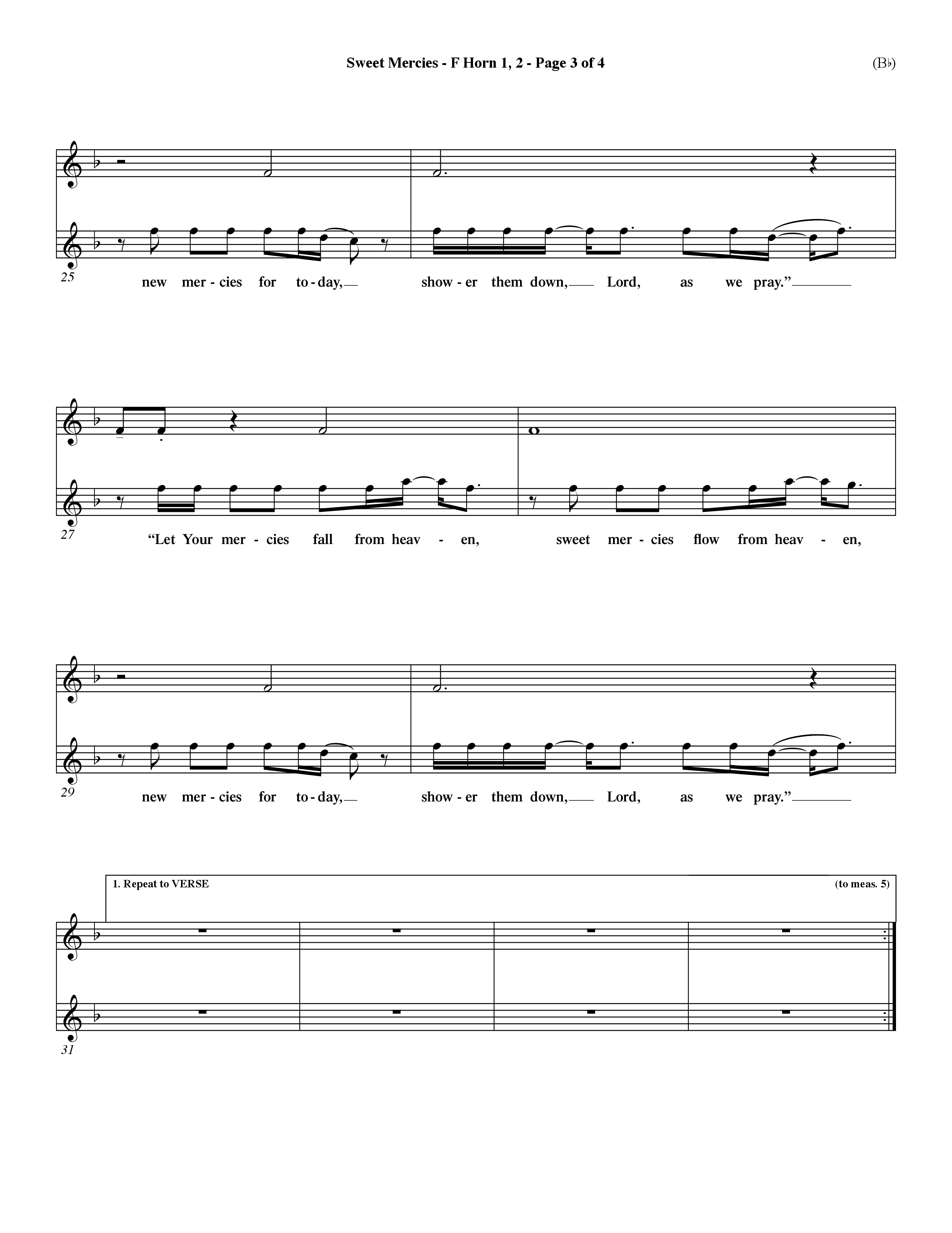 Sweet Mercies (Choral Anthem SATB) French Horn (Word Music Choral / Orch. Dave Williamson)
