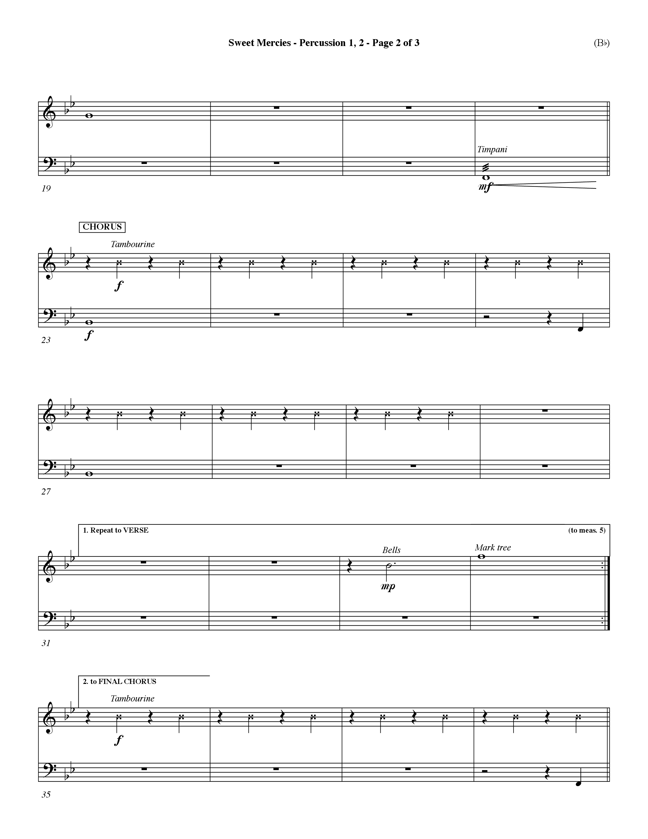 Sweet Mercies (Choral Anthem SATB) Percussion 1/2 (Word Music Choral / Orch. Dave Williamson)
