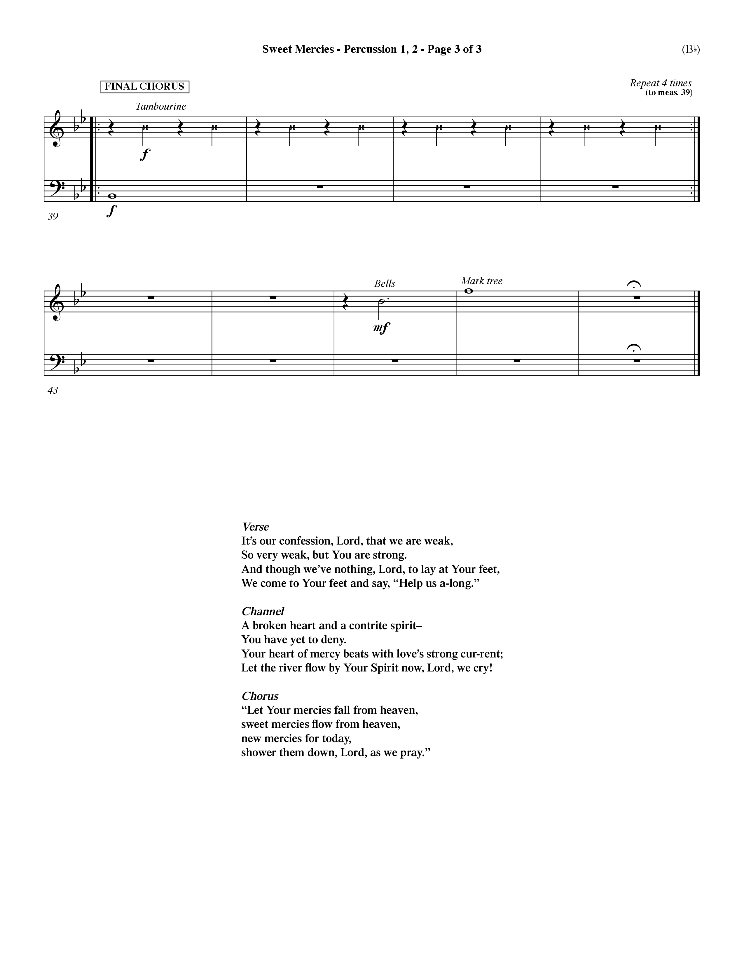 Sweet Mercies (Choral Anthem SATB) Percussion 1/2 (Word Music Choral / Orch. Dave Williamson)