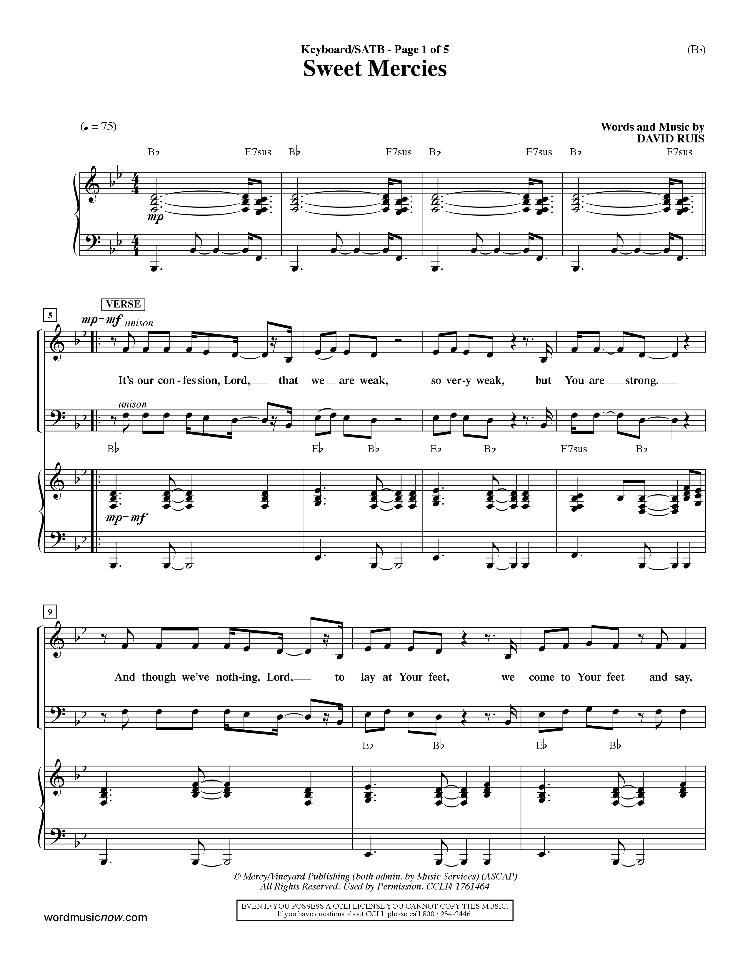 Sweet Mercies (Choral Anthem SATB) Keyboard/Vocal (SATB) (Word Music Choral / Orch. Dave Williamson)