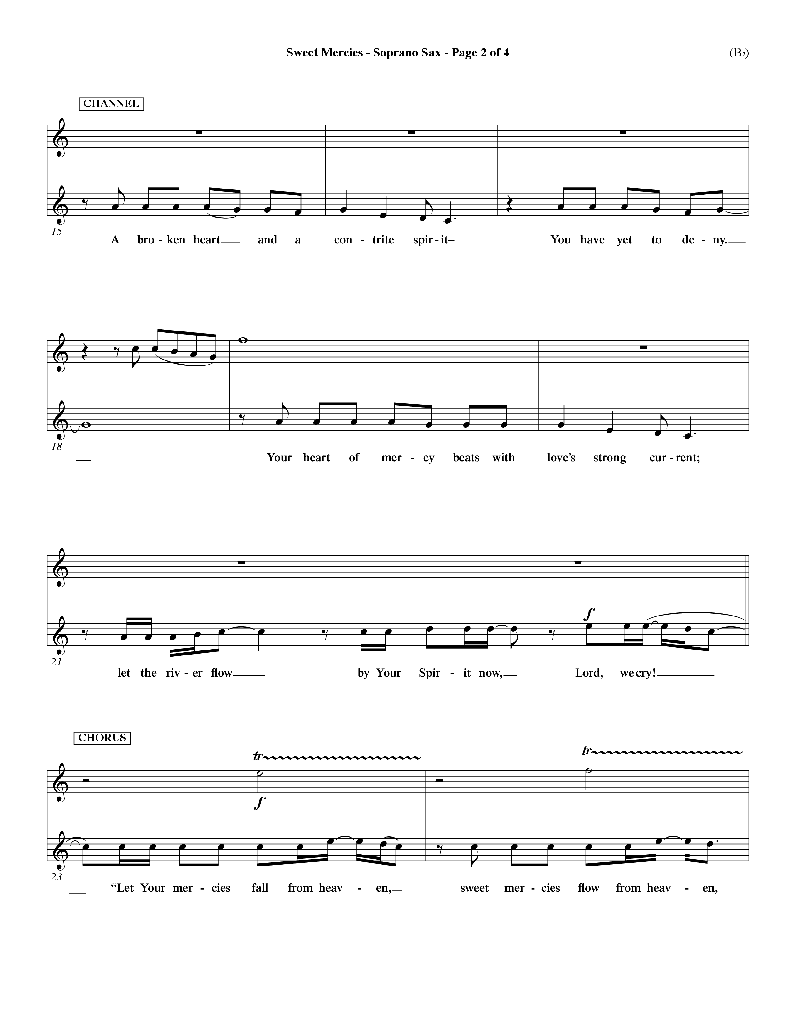 Sweet Mercies (Choral Anthem SATB) Saxophone (Word Music Choral / Orch. Dave Williamson)