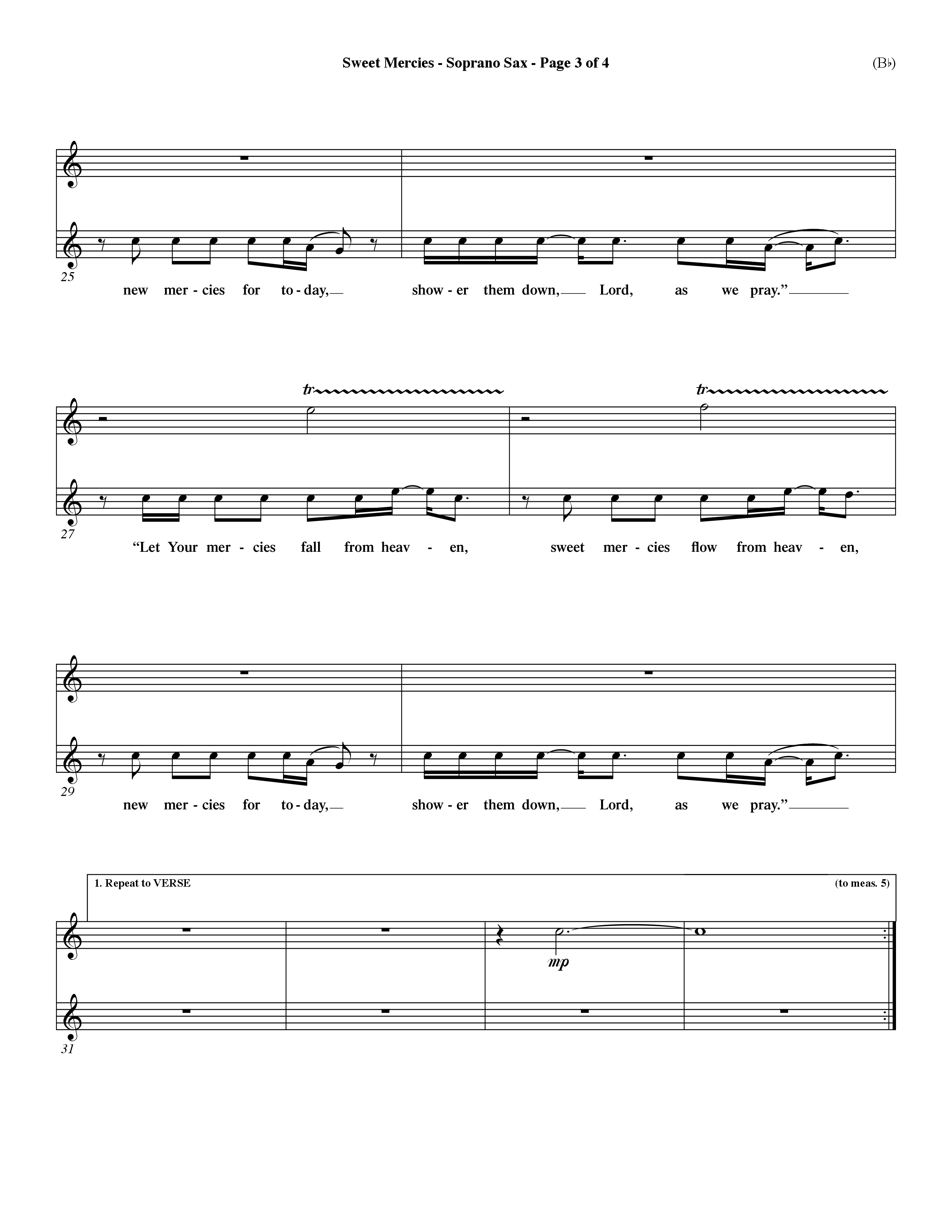 Sweet Mercies (Choral Anthem SATB) Saxophone (Word Music Choral / Orch. Dave Williamson)