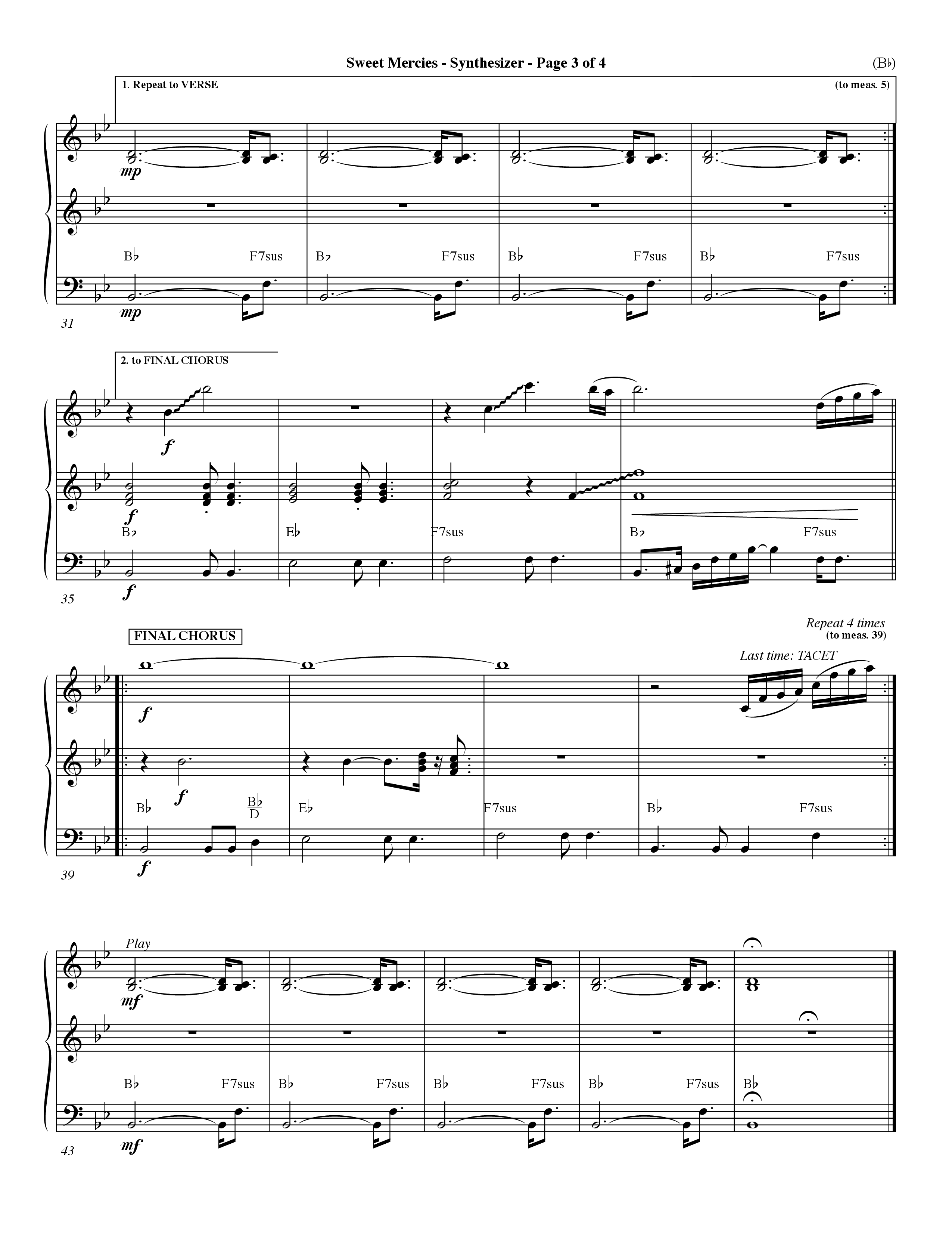Sweet Mercies (Choral Anthem SATB) Synth (Word Music Choral / Orch. Dave Williamson)
