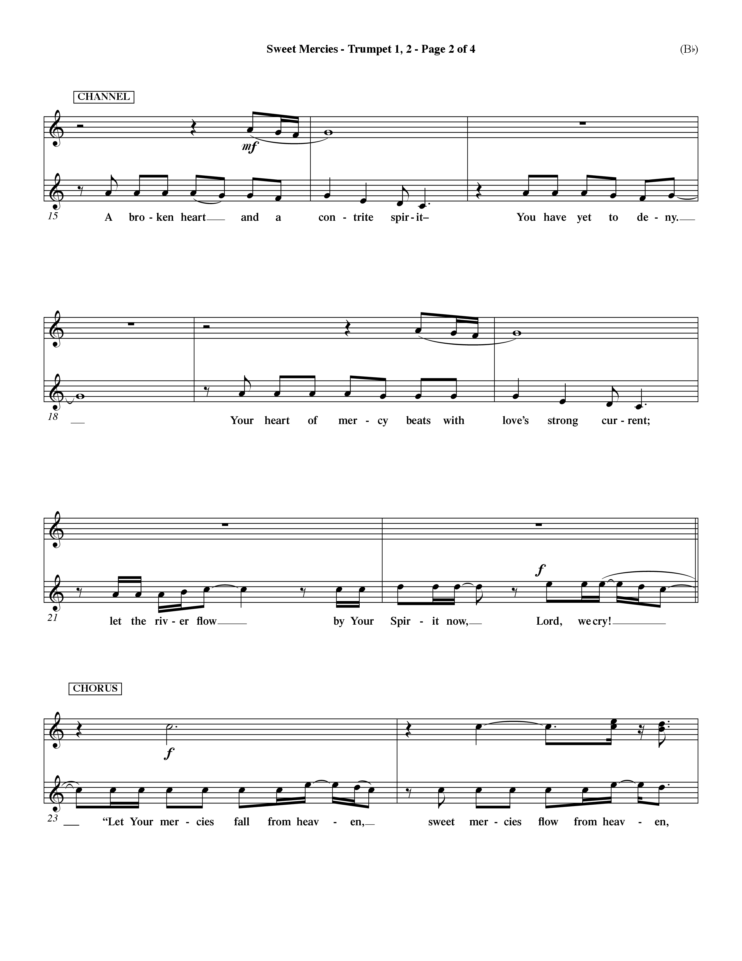 Sweet Mercies (Choral Anthem SATB) Trumpet 1,2 (Word Music Choral / Orch. Dave Williamson)