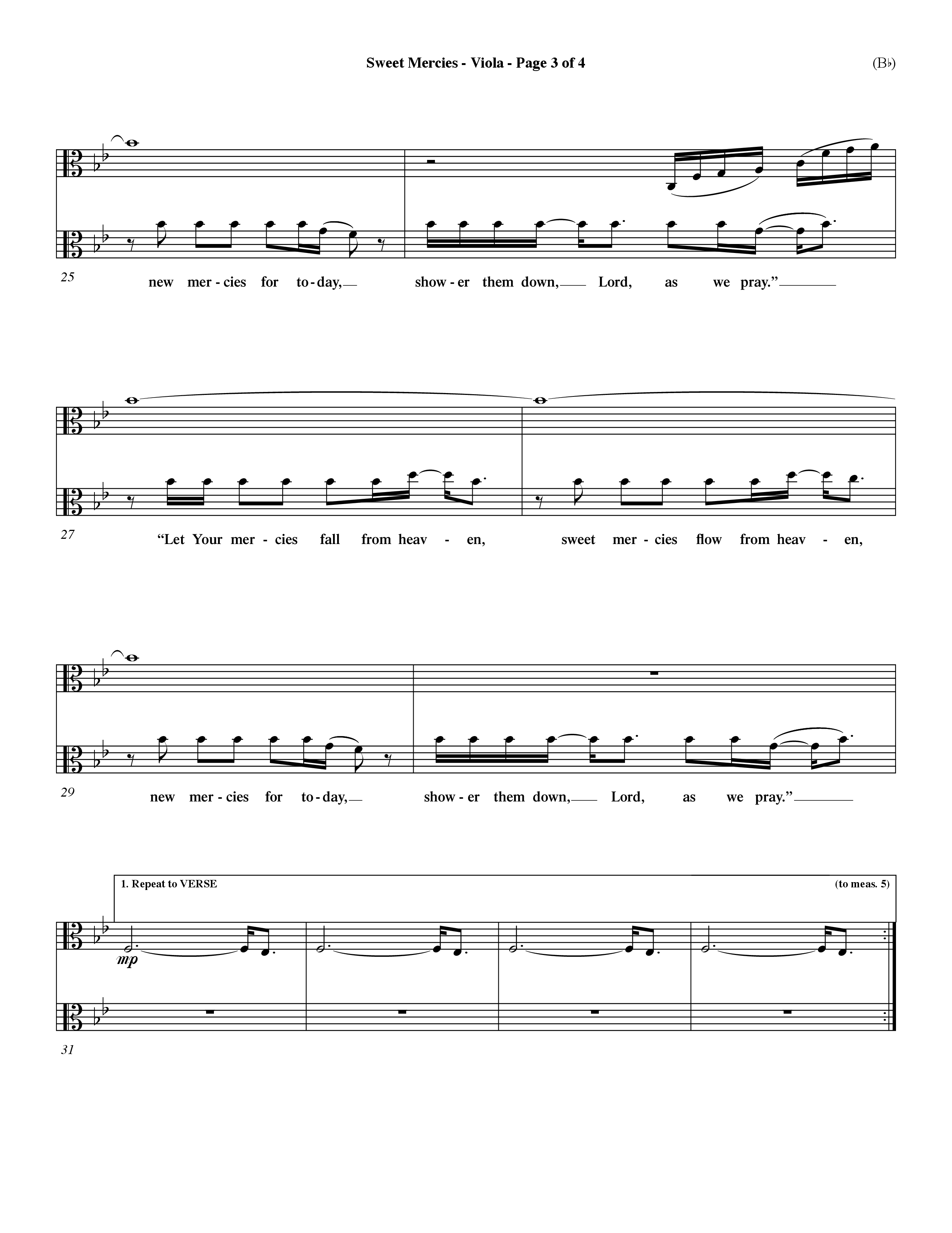 Sweet Mercies (Choral Anthem SATB) Viola (Word Music Choral / Orch. Dave Williamson)