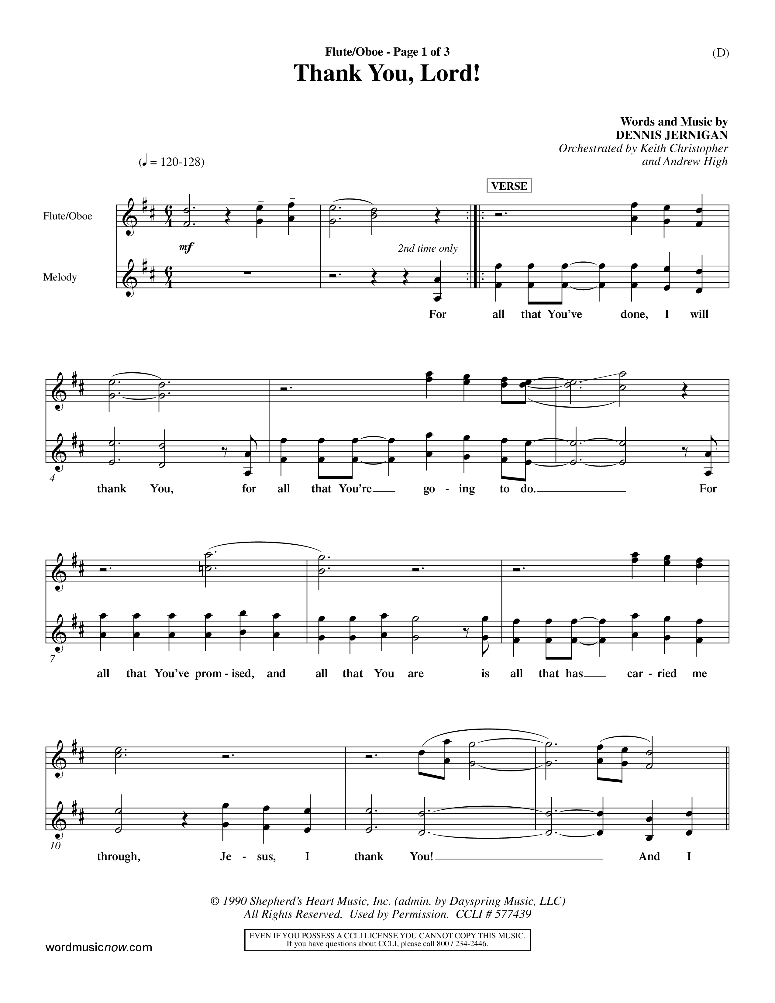 Thank You Lord (Choral Anthem SATB) Flute/Oboe (Word Music Choral / Orch. Keith Christopher / Orch. Andrew High)