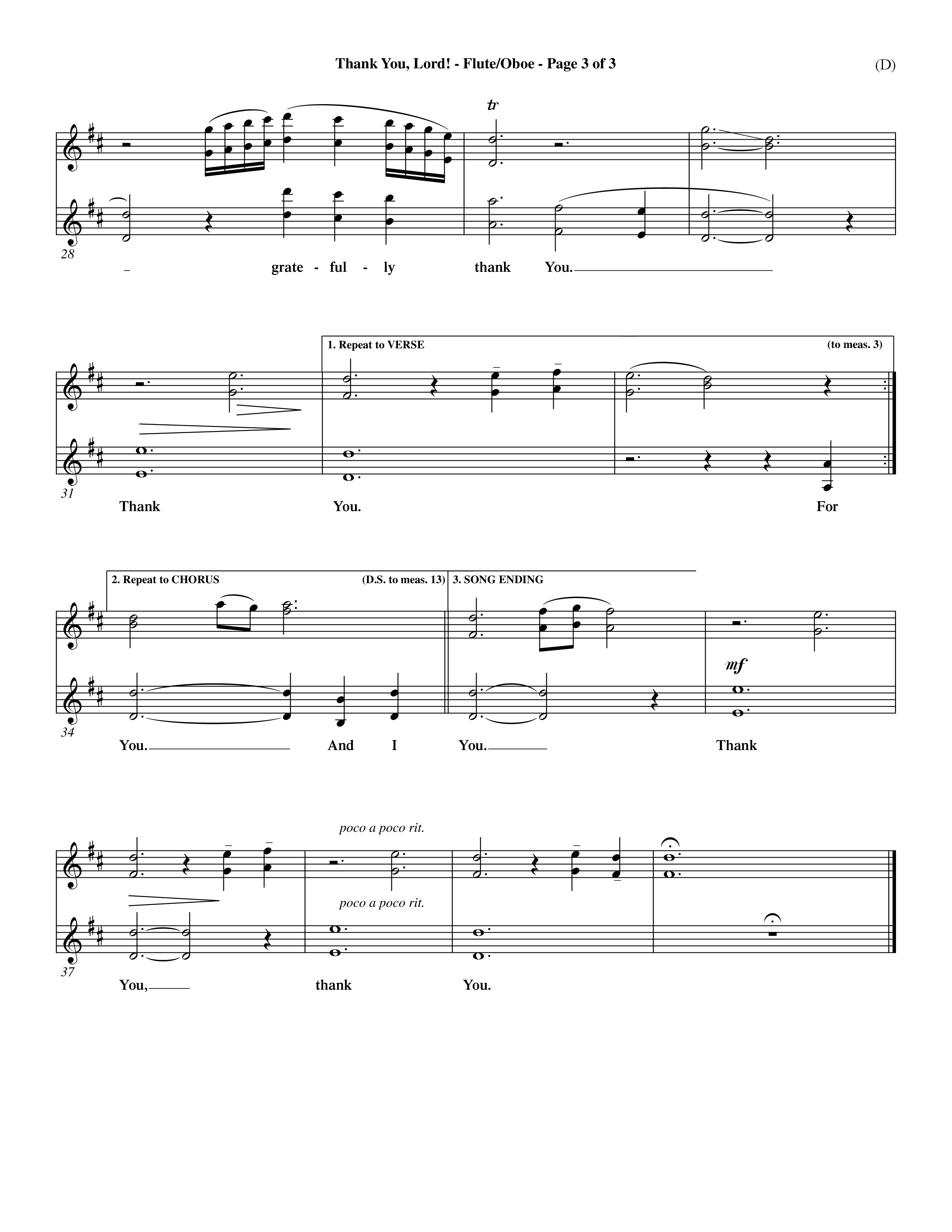 Thank You Lord (Choral Anthem SATB) Flute/Oboe (Word Music Choral / Orch. Keith Christopher / Orch. Andrew High)