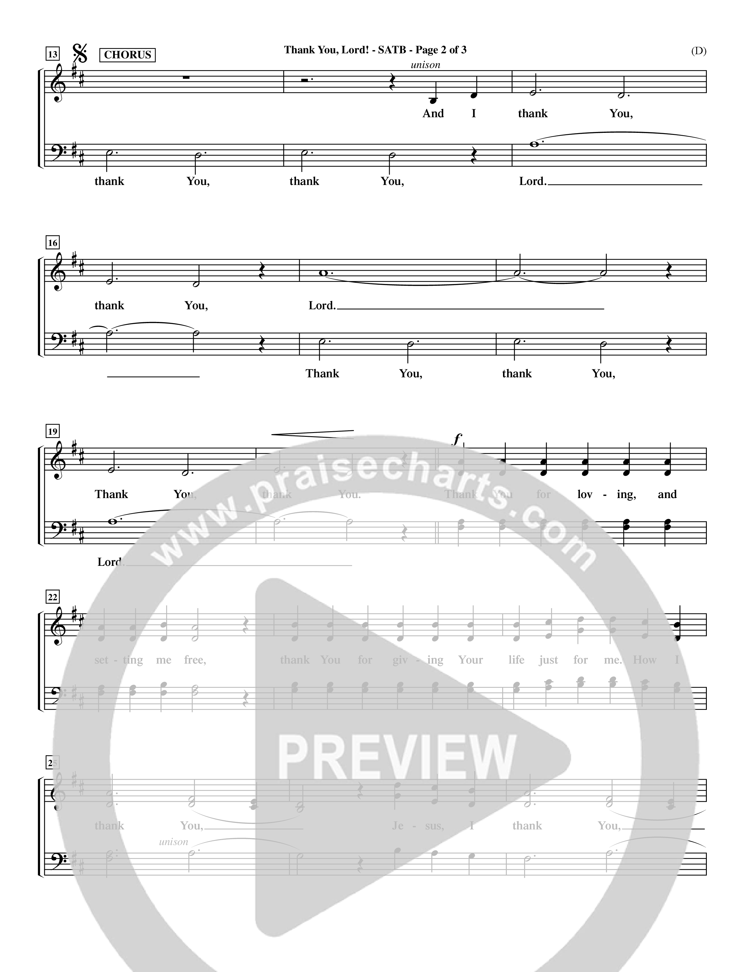 Thank You Lord (Choral Anthem SATB) Keyboard/Vocal (SATB) (Word Music Choral / Orch. Keith Christopher / Orch. Andrew High)