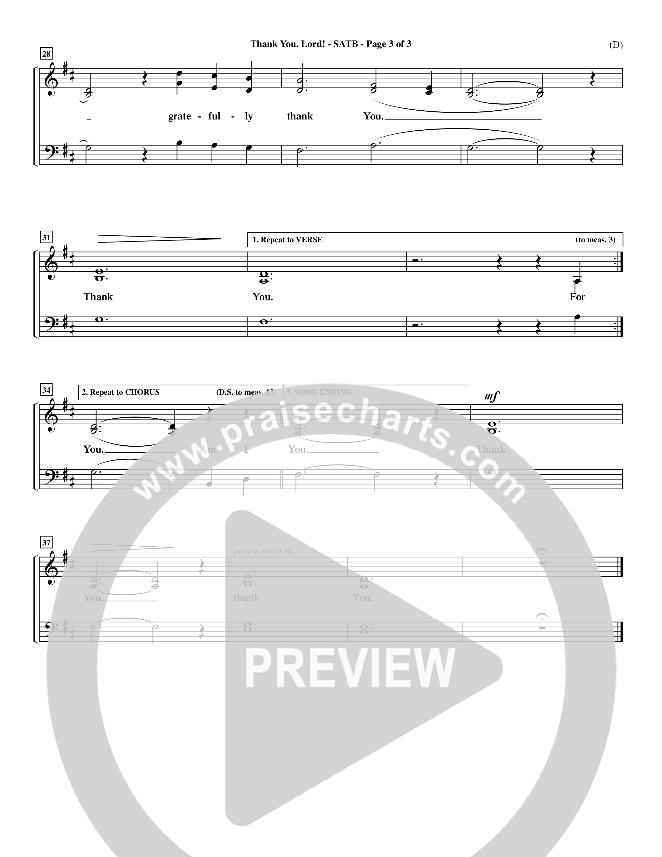 Thank You Lord (Choral Anthem SATB) Keyboard/Vocal (SATB) (Word Music Choral / Orch. Keith Christopher / Orch. Andrew High)