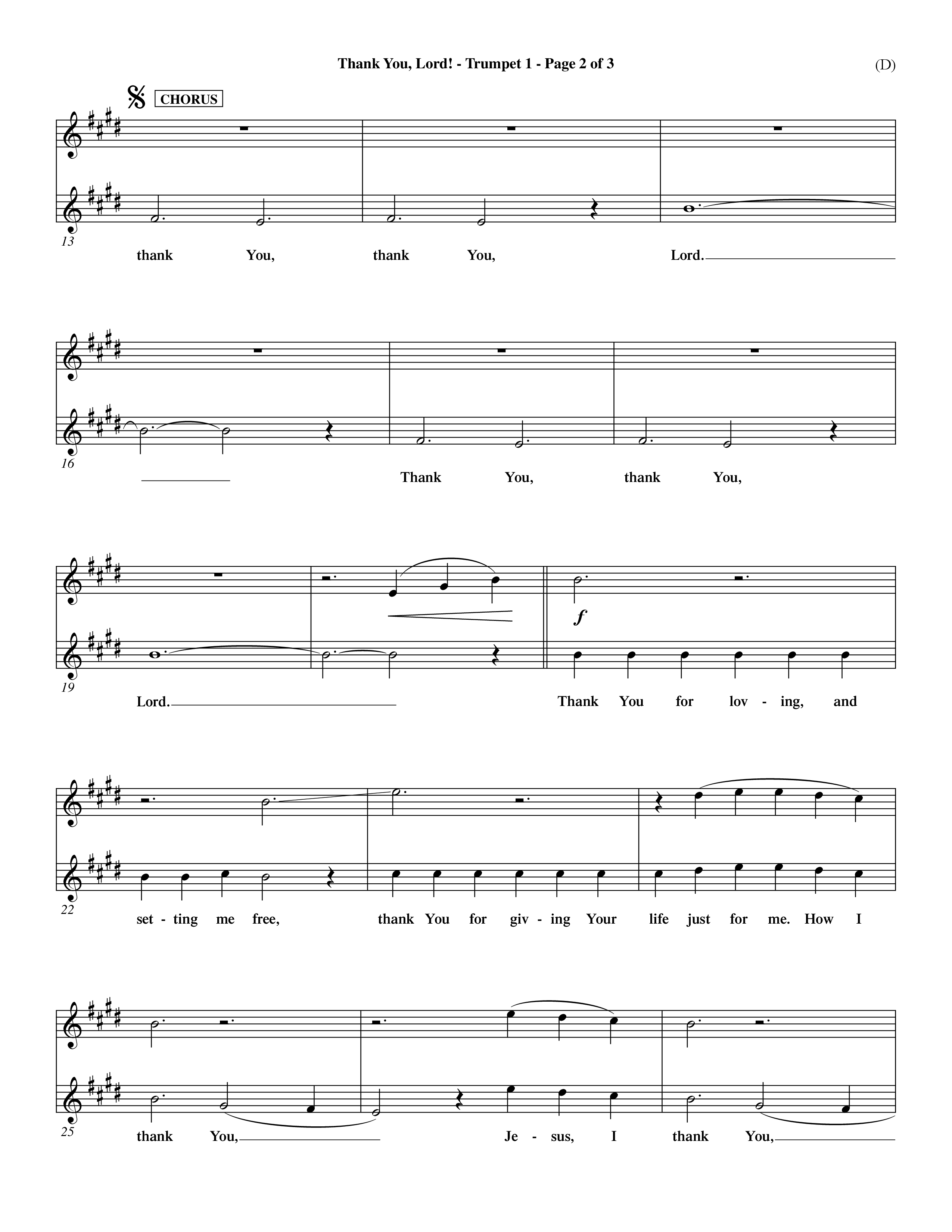 Thank You Lord (Choral Anthem SATB) Trumpet 1 (Word Music Choral / Orch. Keith Christopher / Orch. Andrew High)