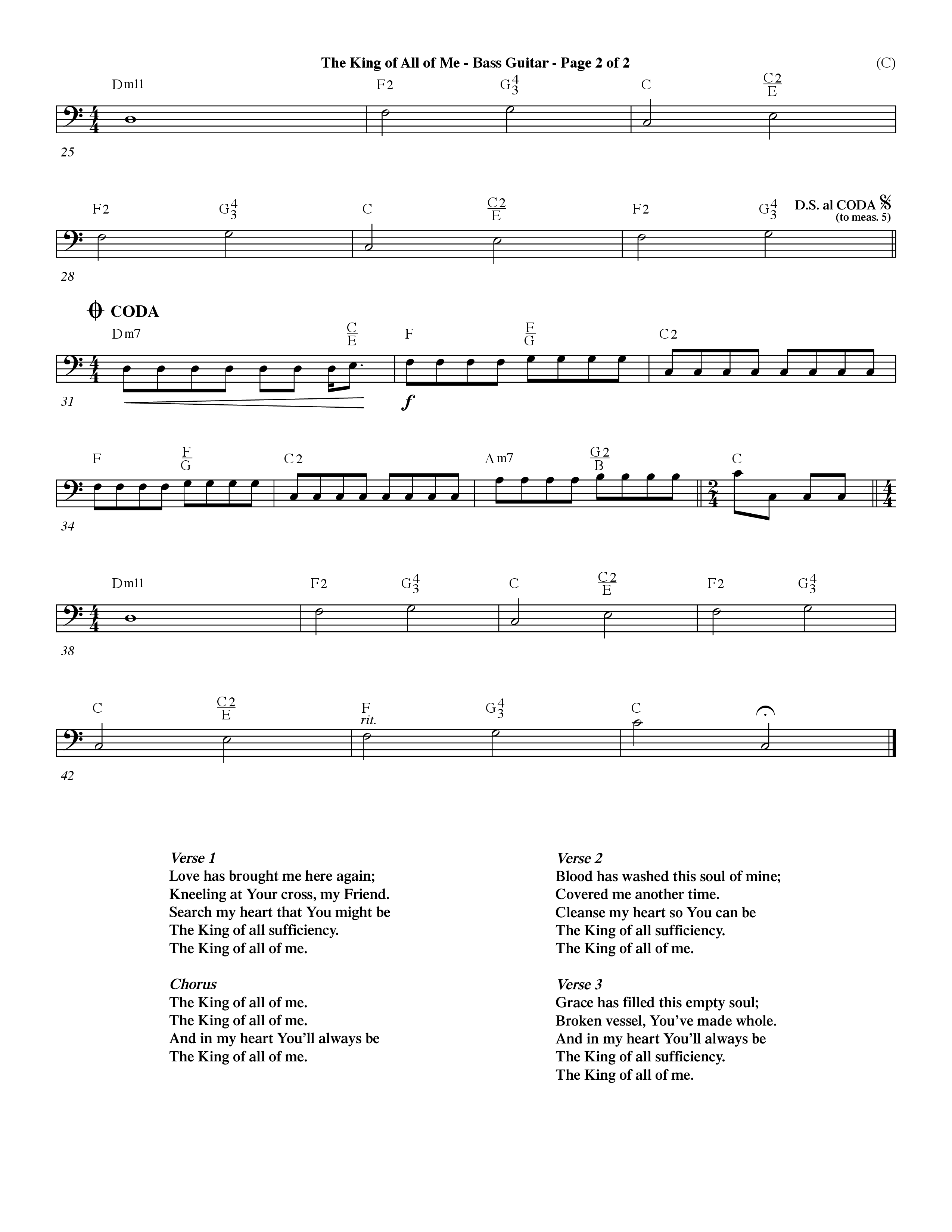 The King Of All Of Me (Choral Anthem SATB) Bass Guitar (Word Music Choral / Orch. Dave Williamson)
