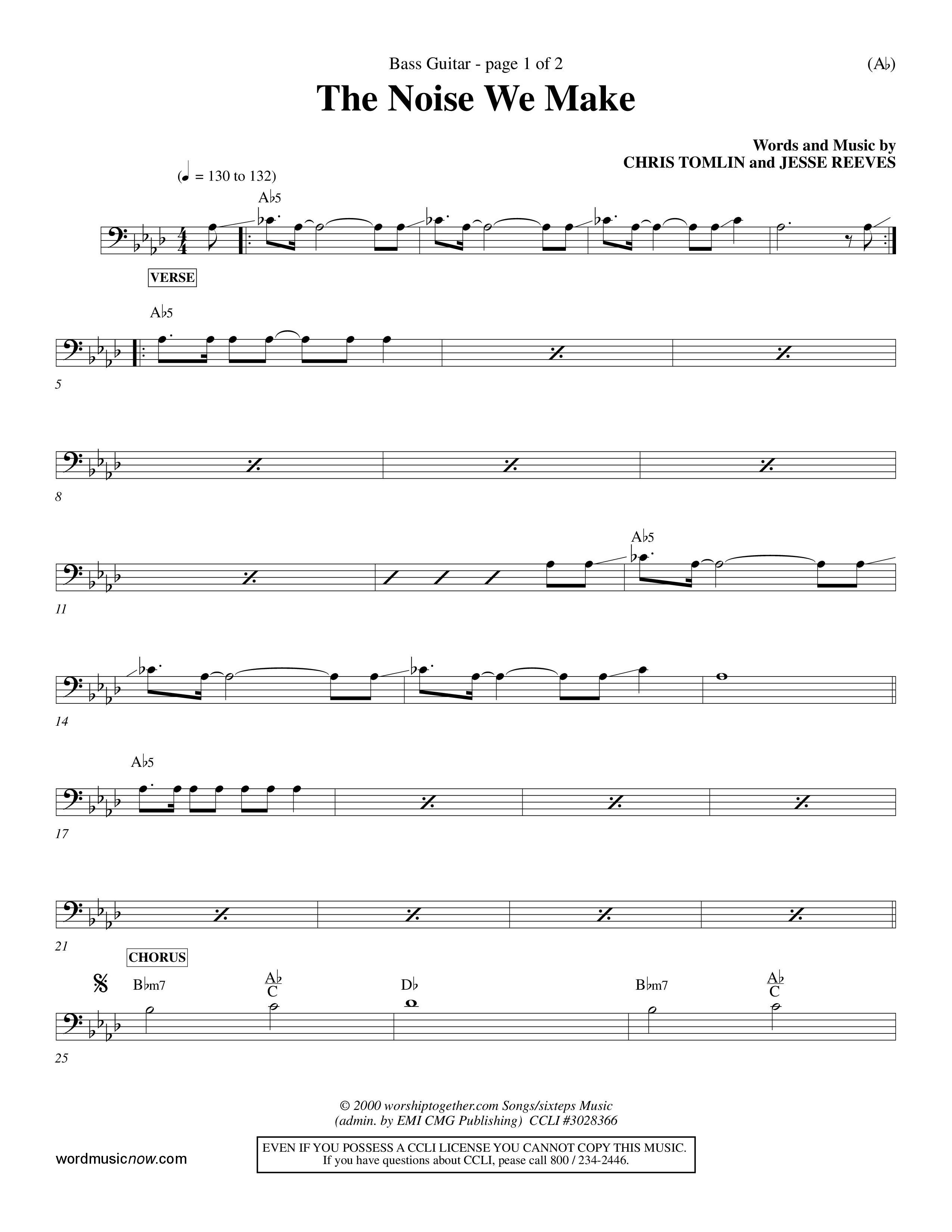 The Noise We Make (Choral Anthem SATB) Bass Guitar (Word Music Choral / Orch. Dave Williamson)