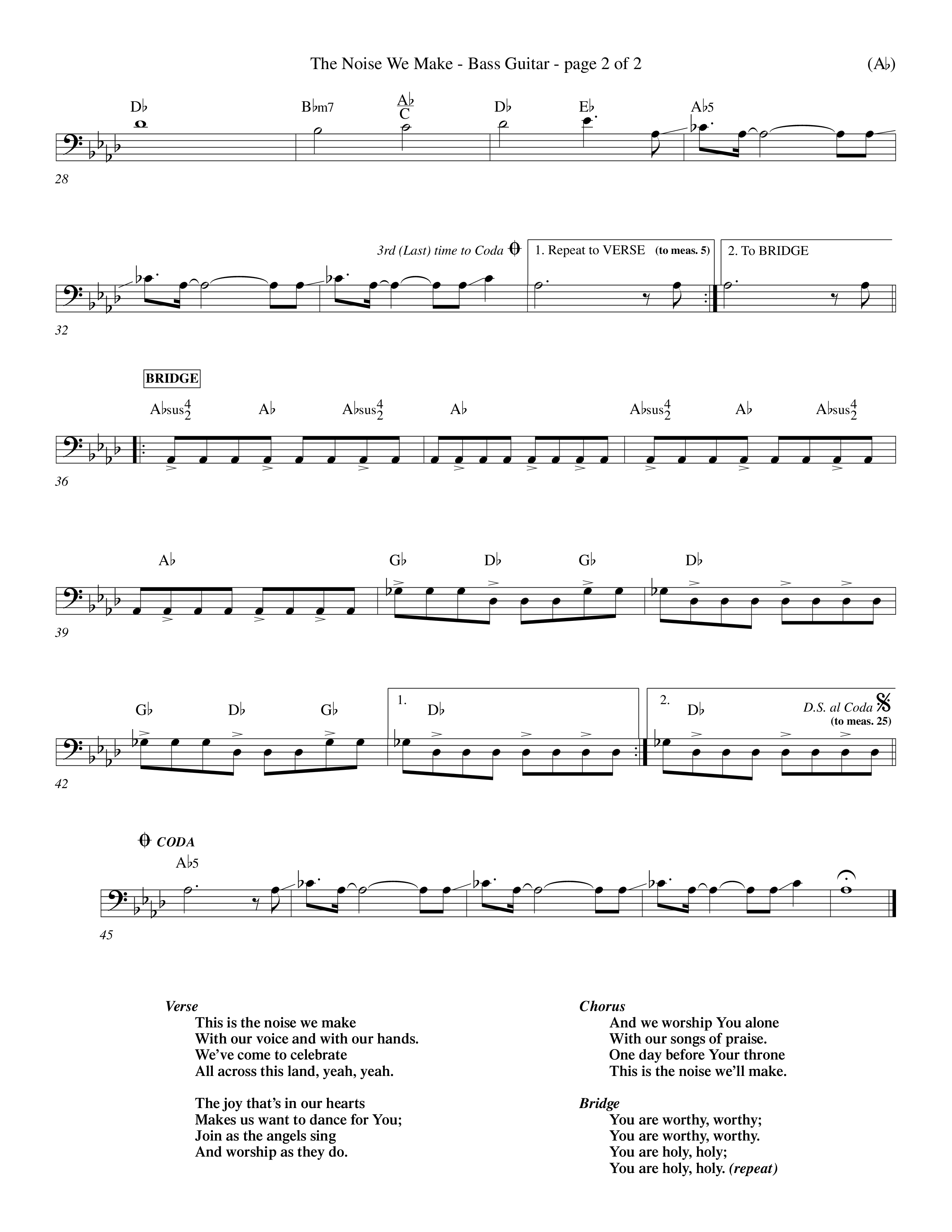 The Noise We Make (Choral Anthem SATB) Bass Guitar (Word Music Choral / Orch. Dave Williamson)