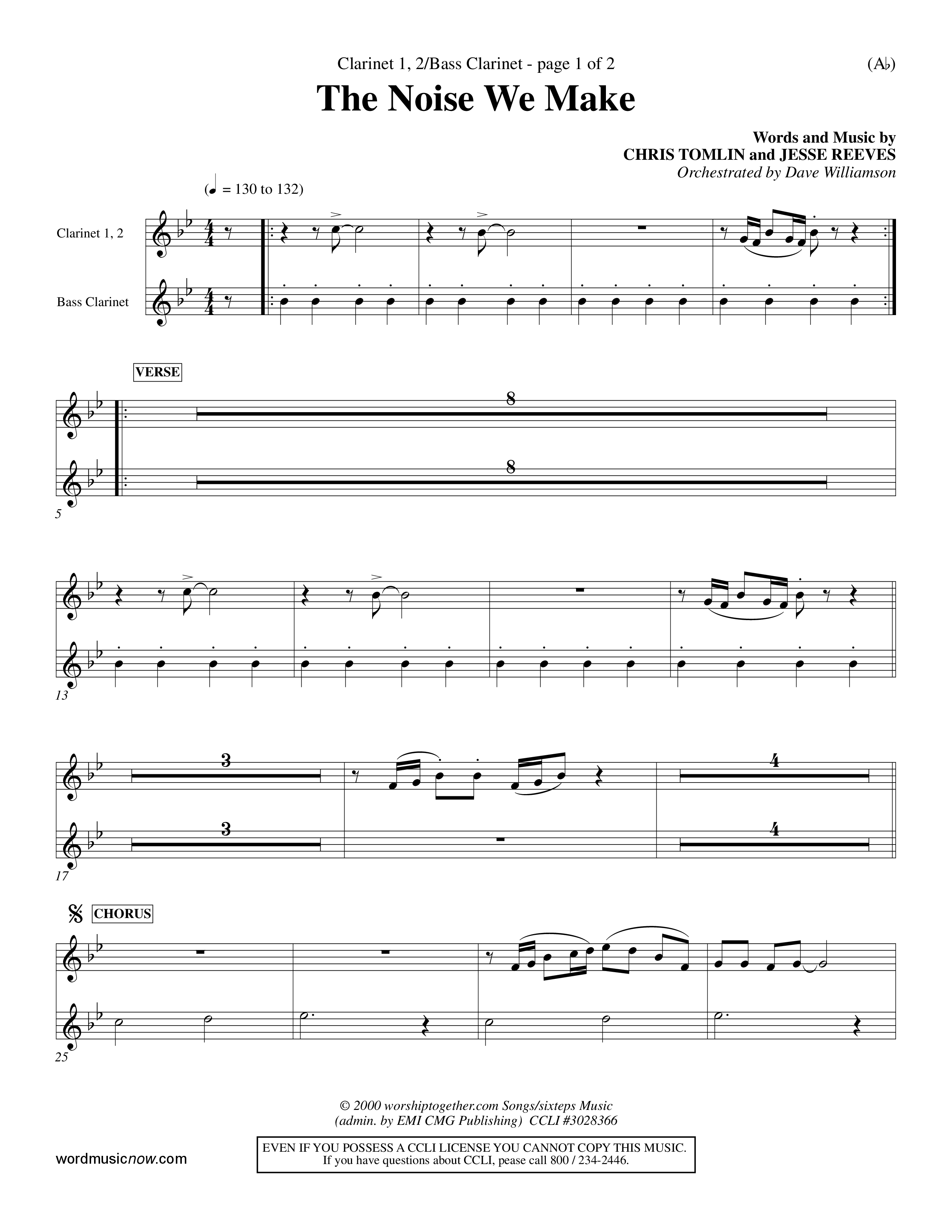 The Noise We Make (Choral Anthem SATB) Clarinet 1/2, Bass Clarinet (Word Music Choral / Orch. Dave Williamson)