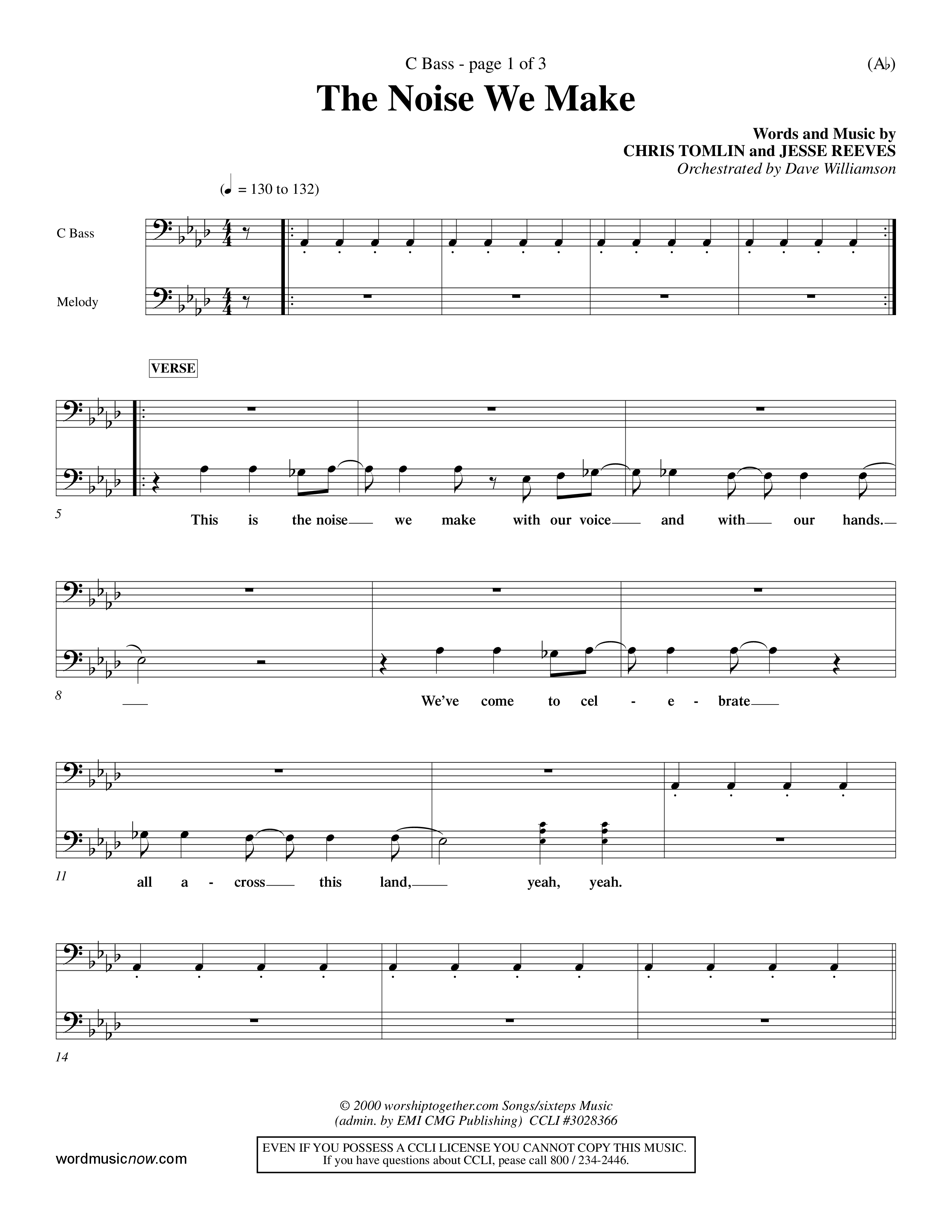 The Noise We Make (Choral Anthem SATB) Contrabass (Word Music Choral / Orch. Dave Williamson)