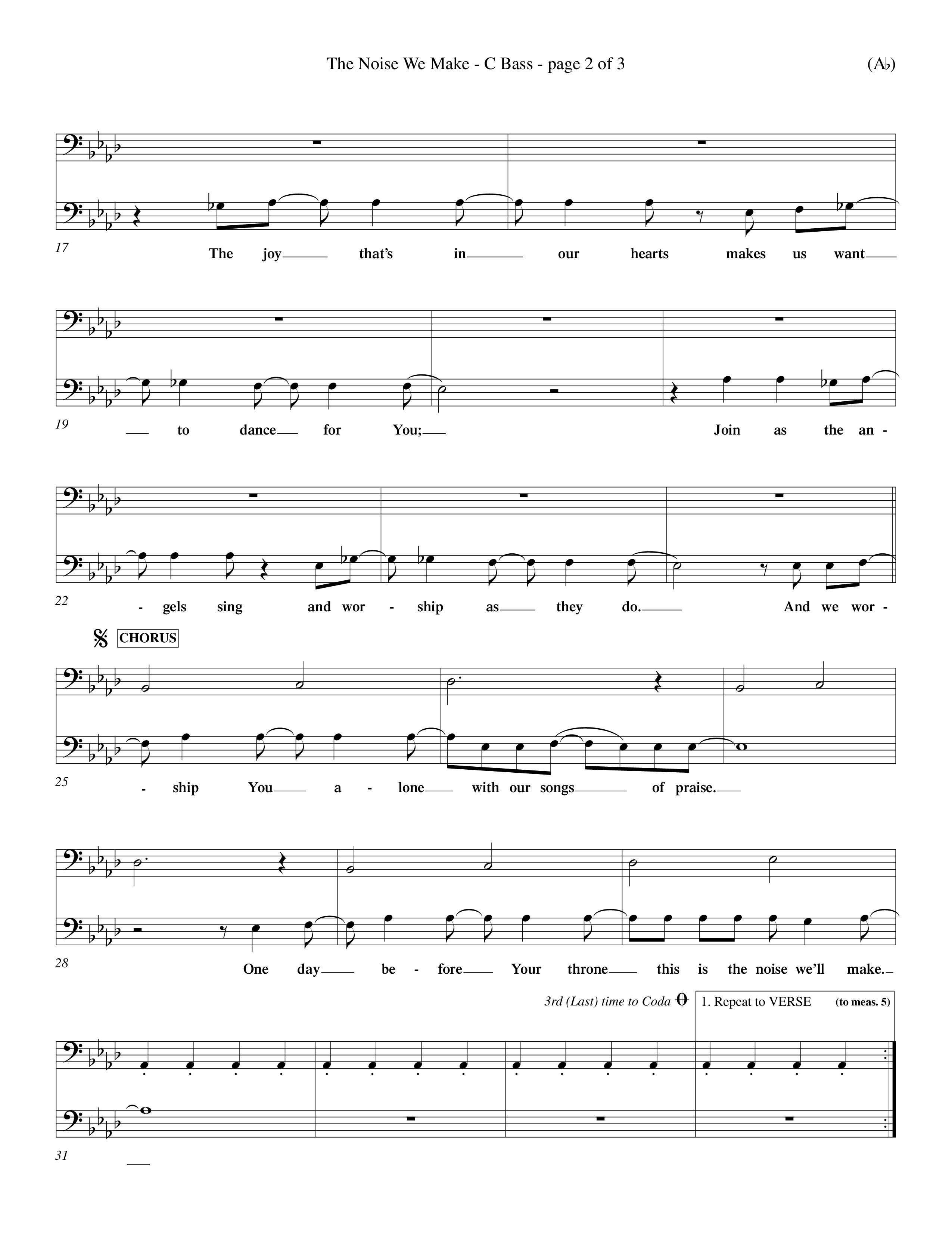 The Noise We Make (Choral Anthem SATB) Contrabass (Word Music Choral / Orch. Dave Williamson)