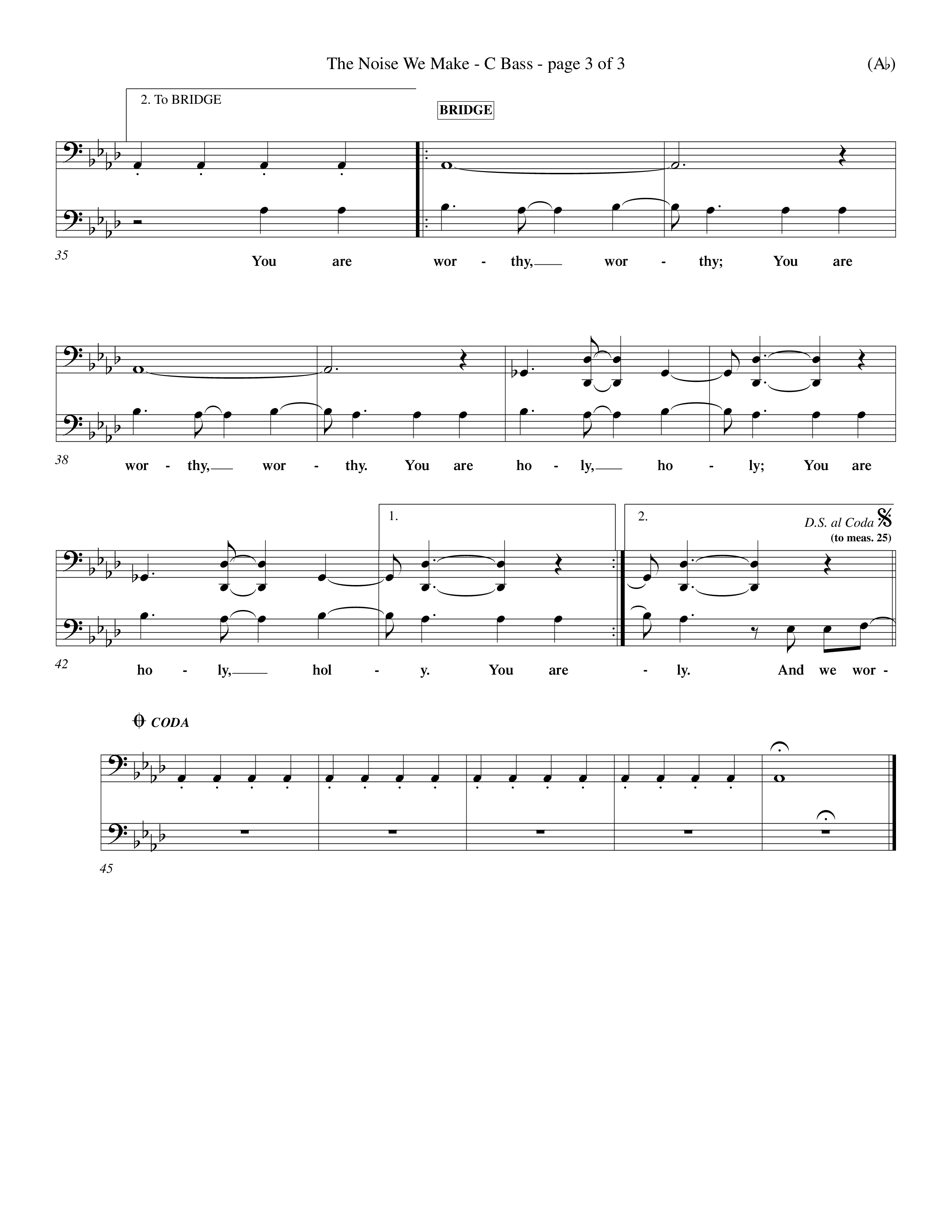 The Noise We Make (Choral Anthem SATB) Contrabass (Word Music Choral / Orch. Dave Williamson)