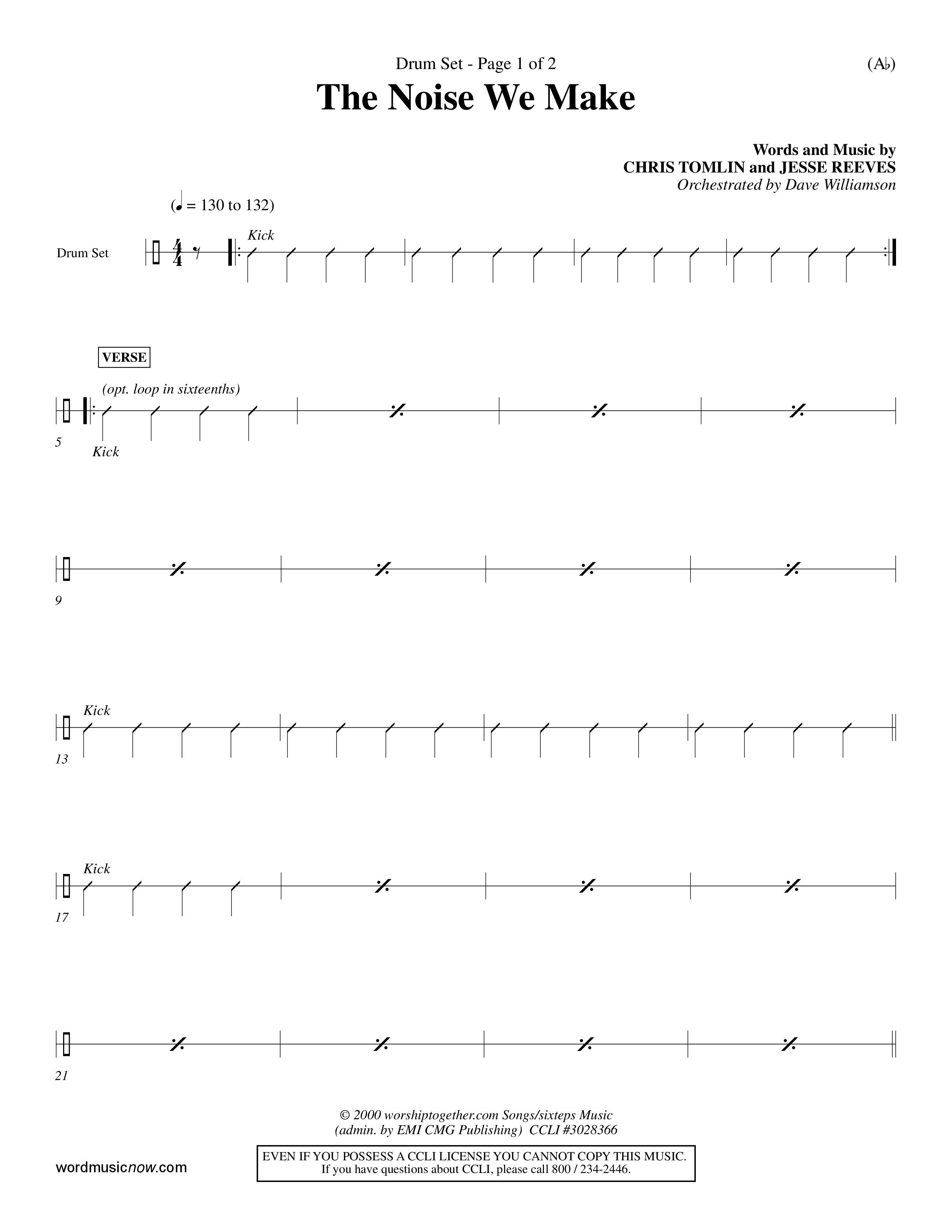 The Noise We Make (Choral Anthem SATB) Drum Set (Word Music Choral / Orch. Dave Williamson)
