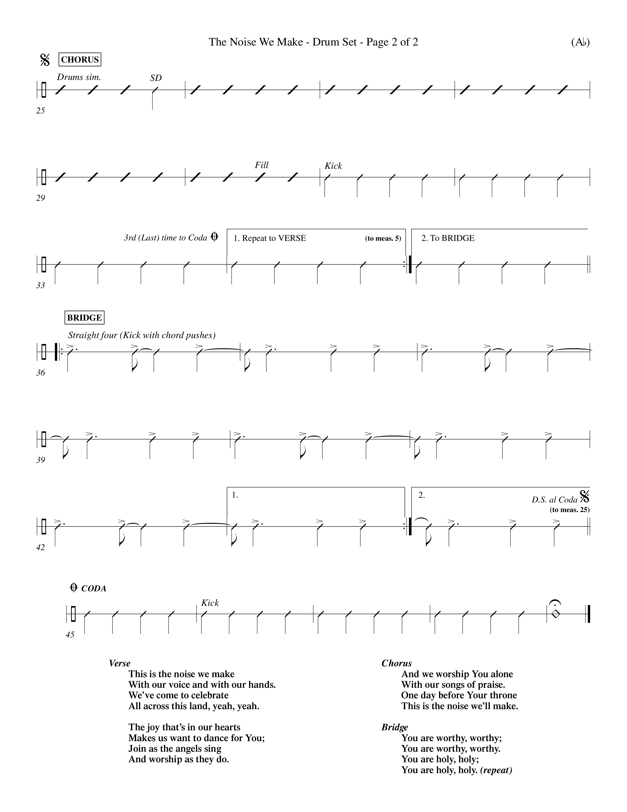 The Noise We Make (Choral Anthem SATB) Drum Set (Word Music Choral / Orch. Dave Williamson)