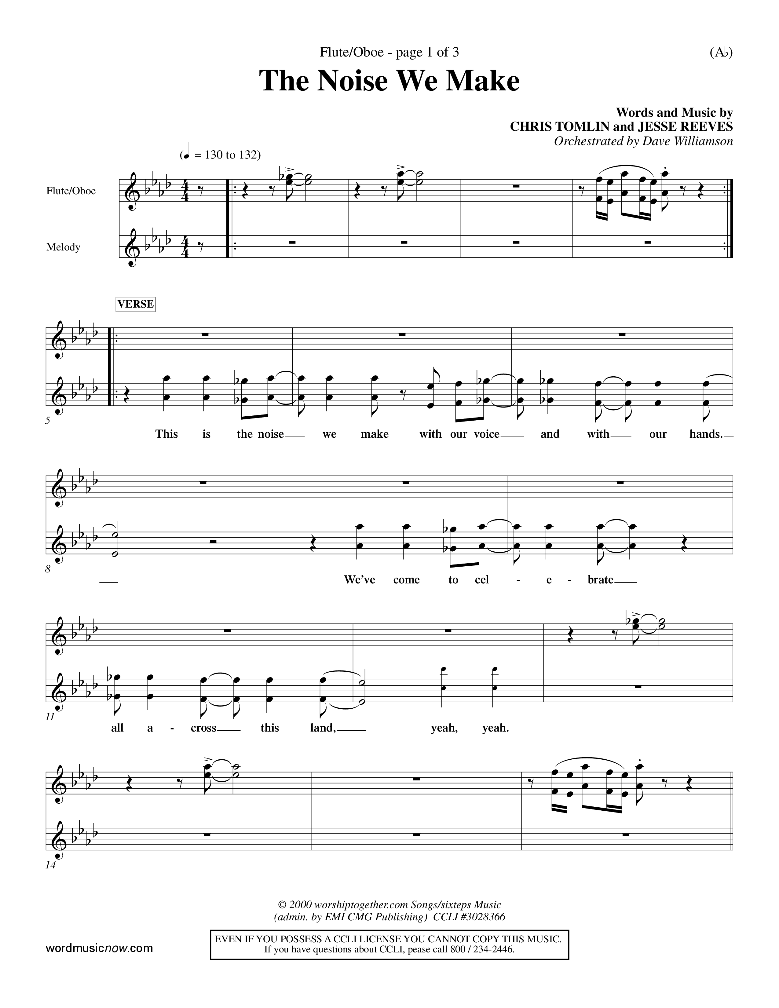 The Noise We Make (Choral Anthem SATB) Flute/Oboe (Word Music Choral / Orch. Dave Williamson)