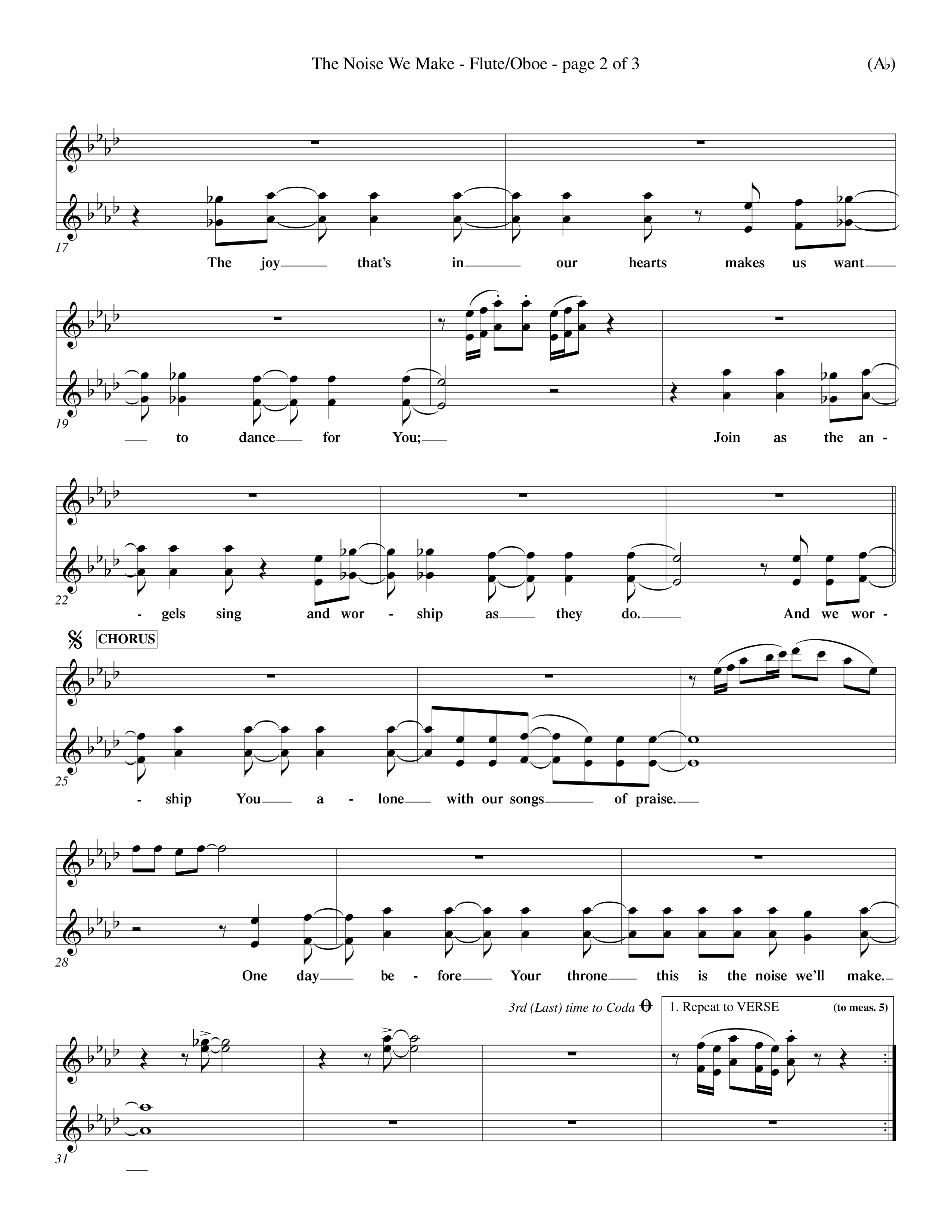 The Noise We Make (Choral Anthem SATB) Flute/Oboe (Word Music Choral / Orch. Dave Williamson)