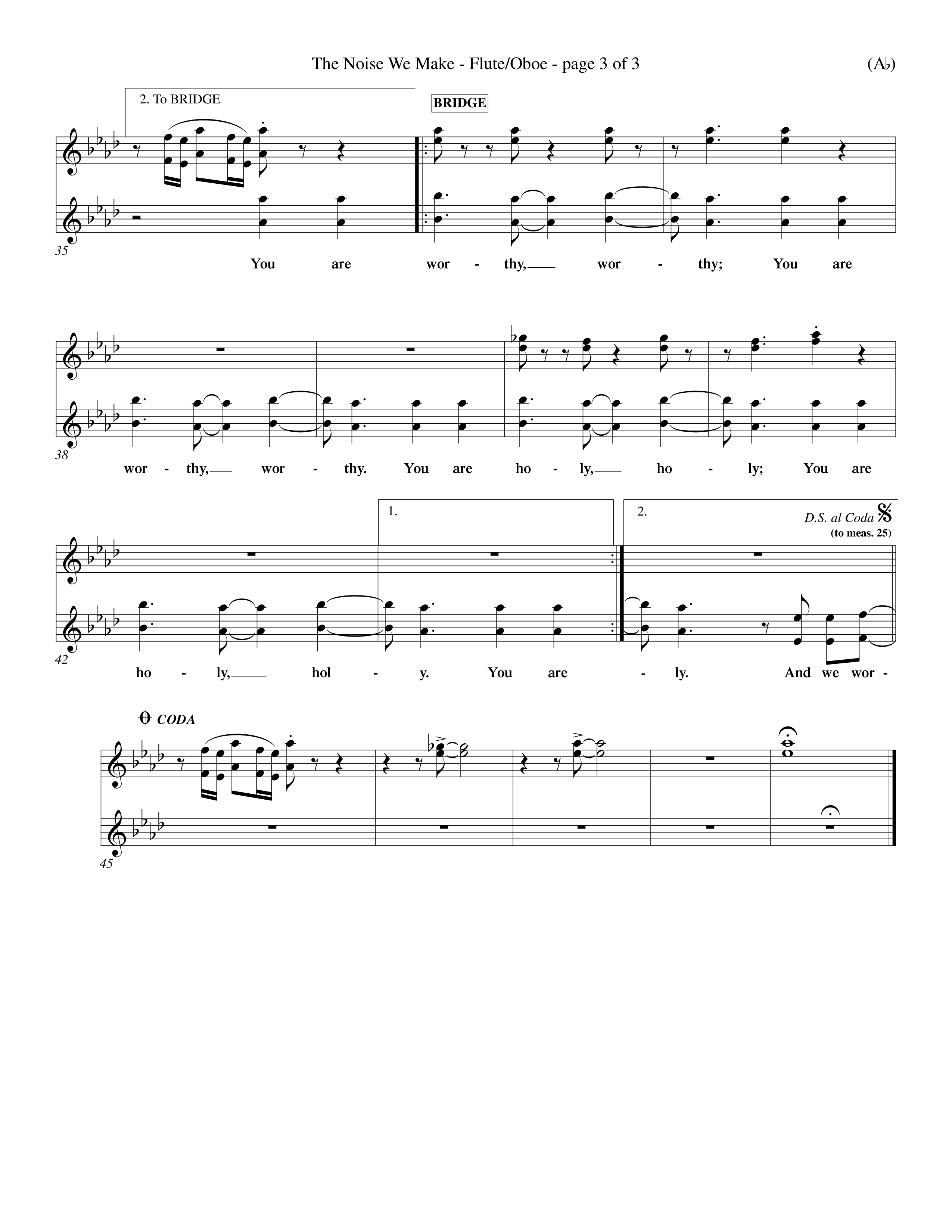 The Noise We Make (Choral Anthem SATB) Flute/Oboe (Word Music Choral / Orch. Dave Williamson)