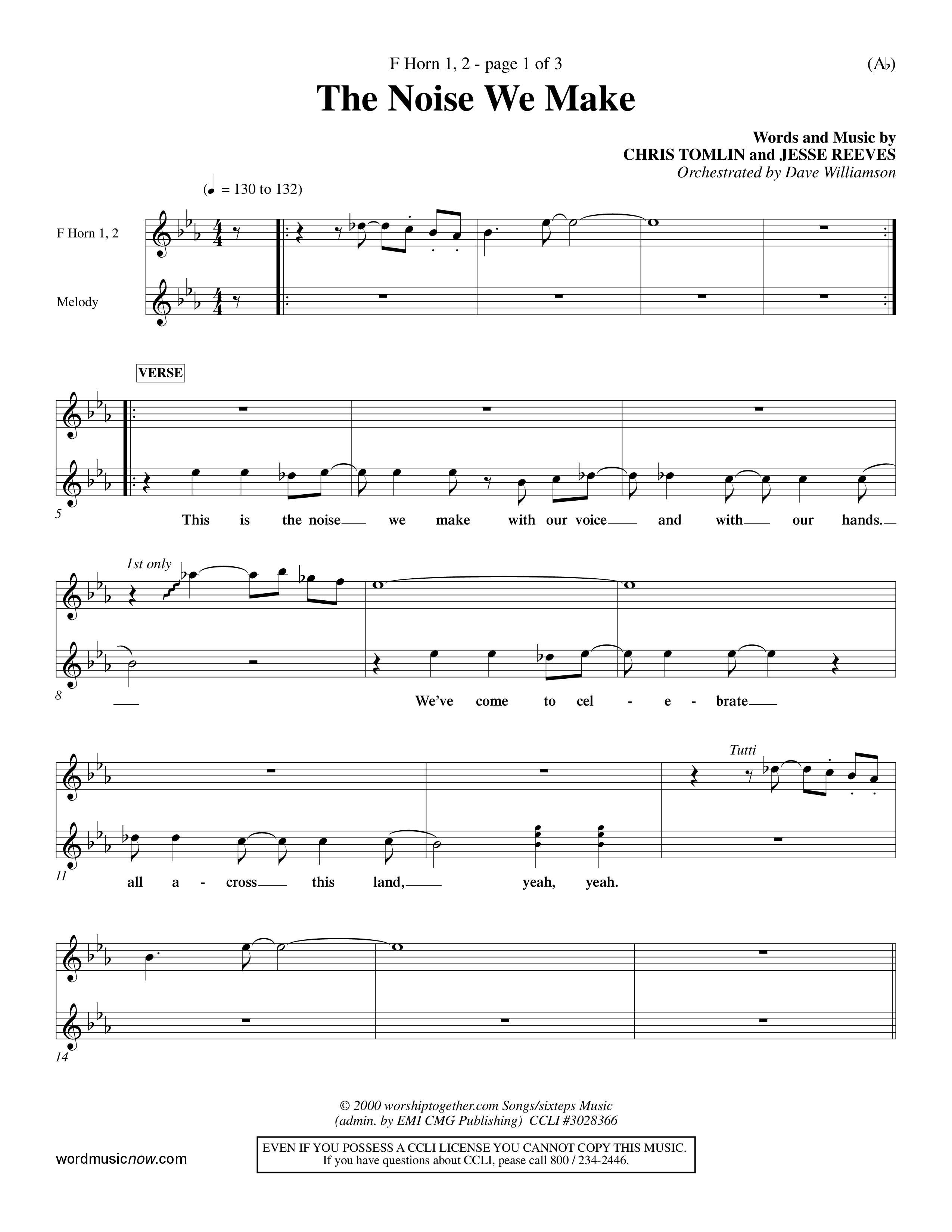The Noise We Make (Choral Anthem SATB) French Horn (Word Music Choral / Orch. Dave Williamson)