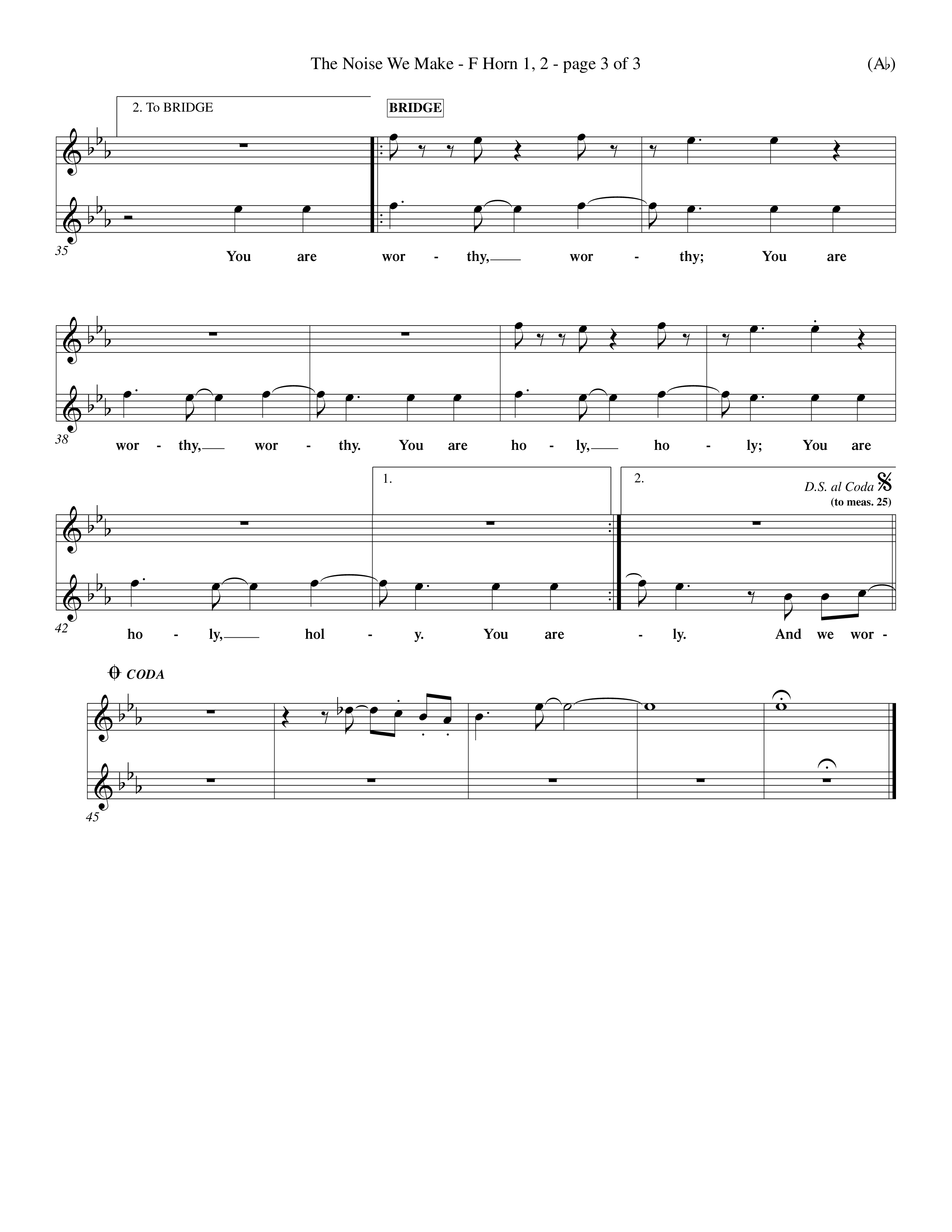 The Noise We Make (Choral Anthem SATB) French Horn (Word Music Choral / Orch. Dave Williamson)