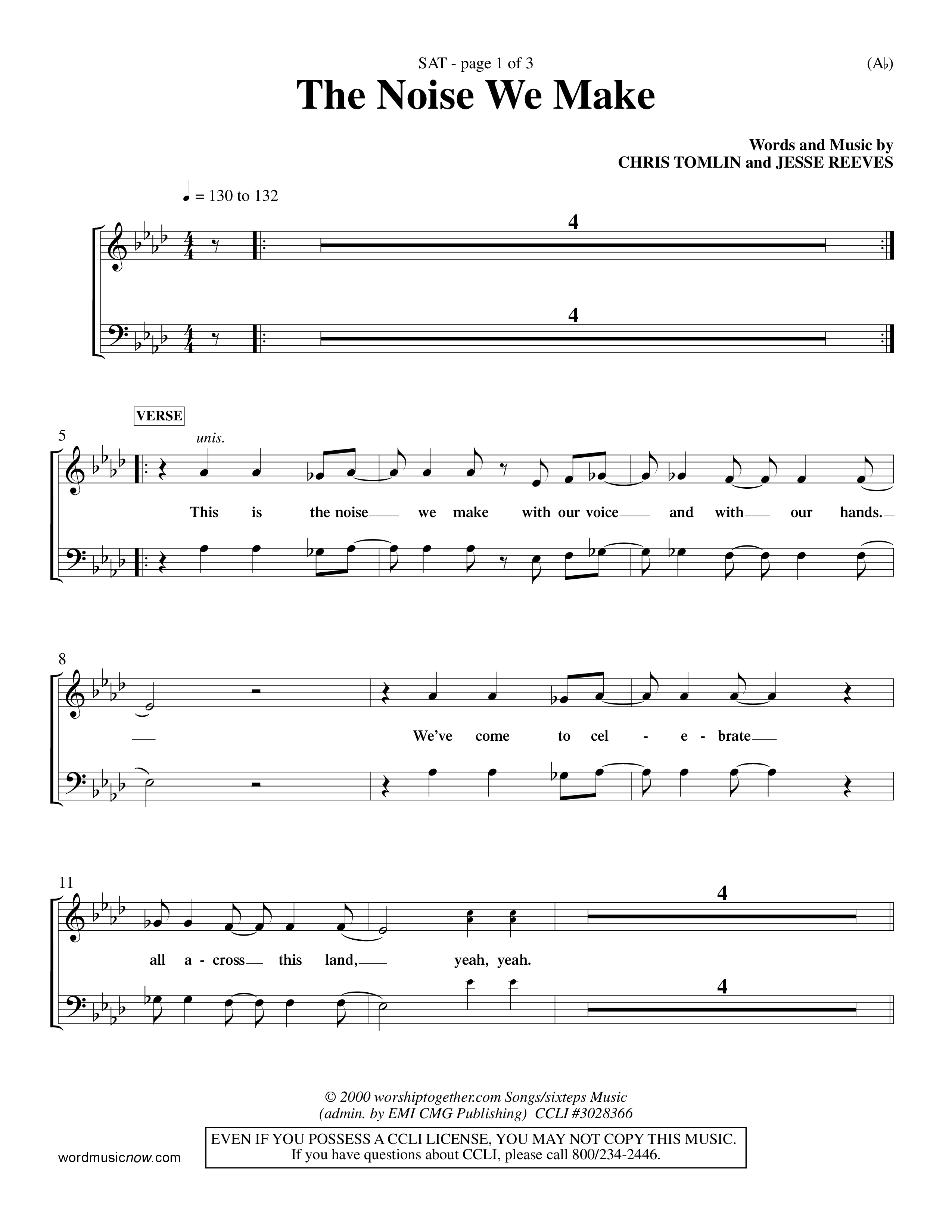 The Noise We Make (Choral Anthem SATB) Lead Sheet (SAT) (Word Music Choral / Orch. Dave Williamson)