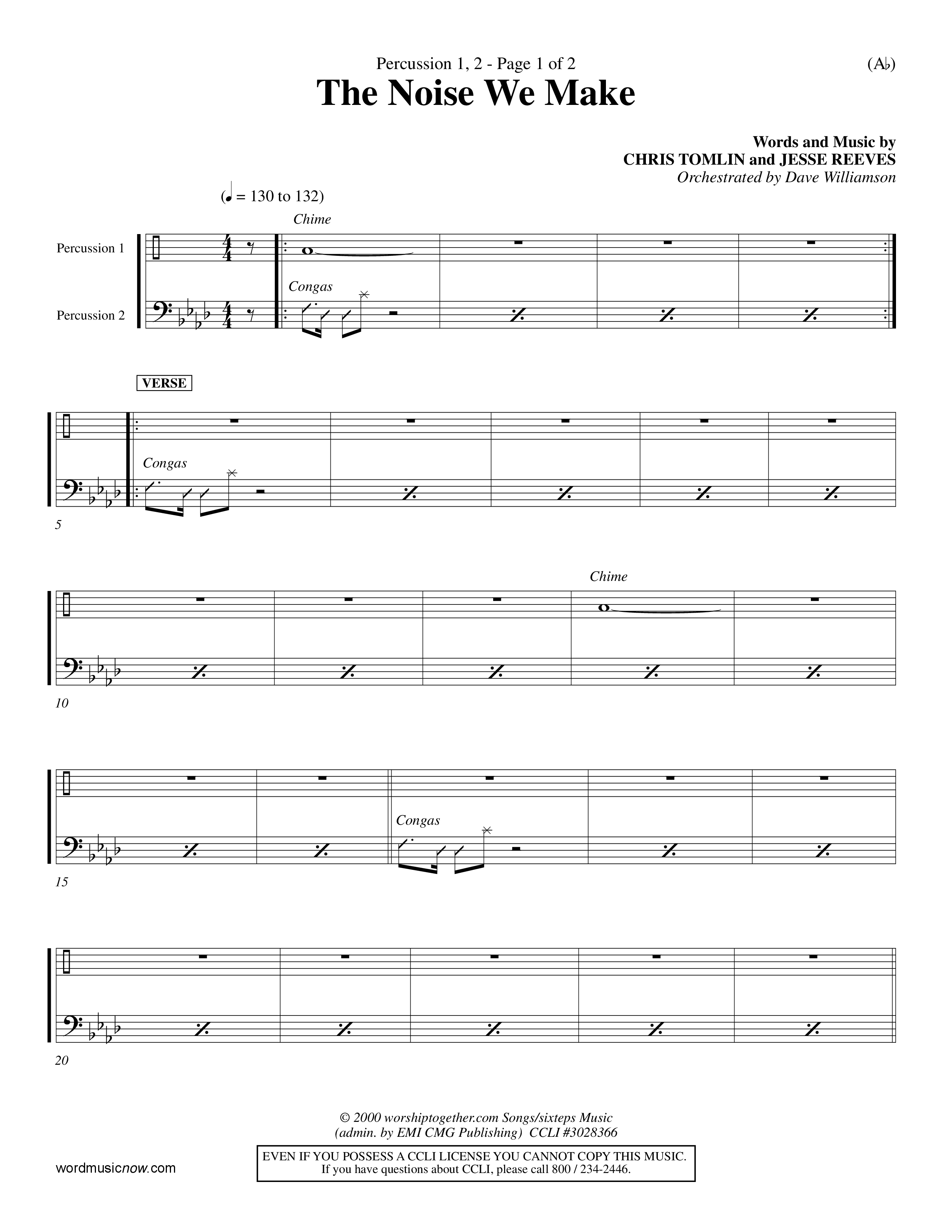 The Noise We Make (Choral Anthem SATB) Percussion 1/2 (Word Music Choral / Orch. Dave Williamson)