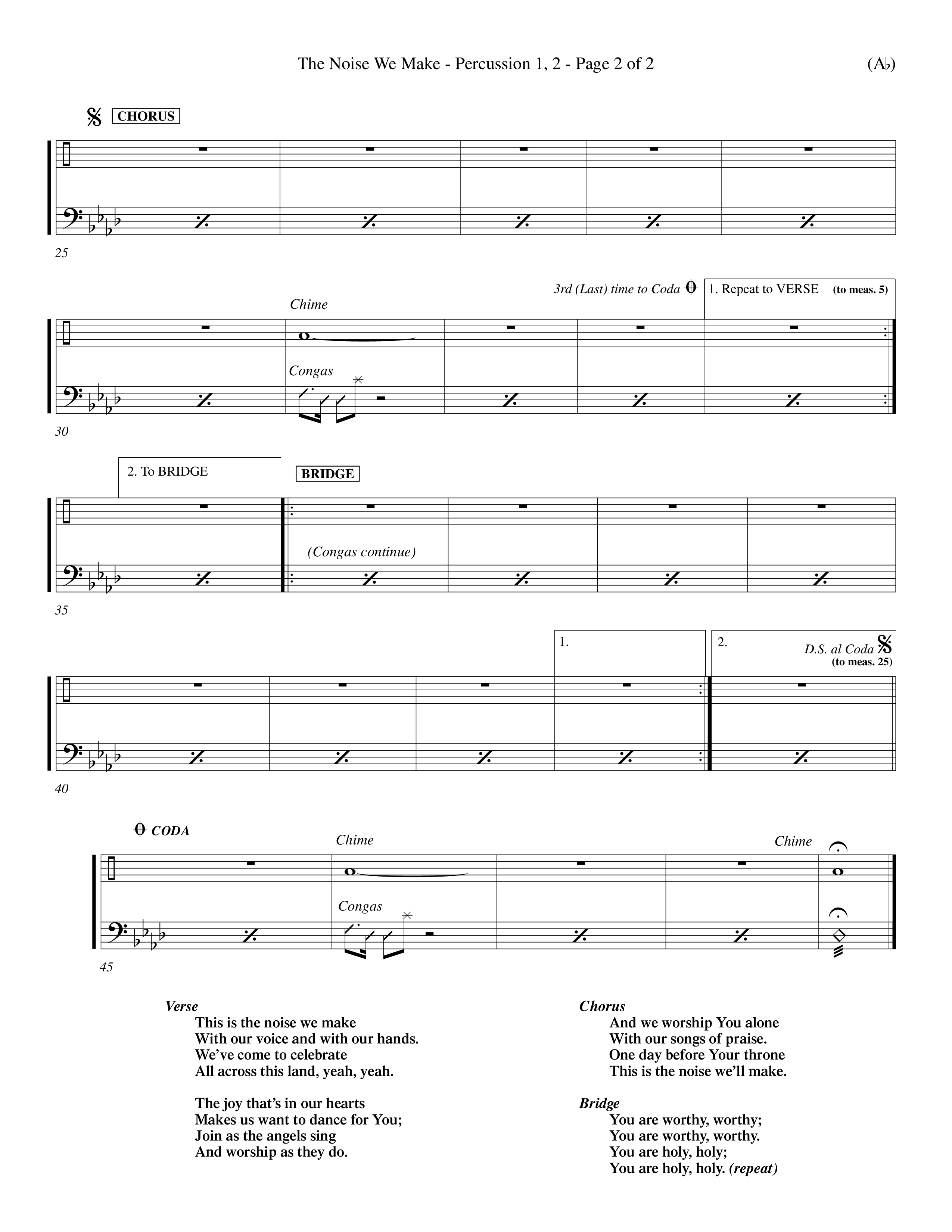 The Noise We Make (Choral Anthem SATB) Percussion 1/2 (Word Music Choral / Orch. Dave Williamson)