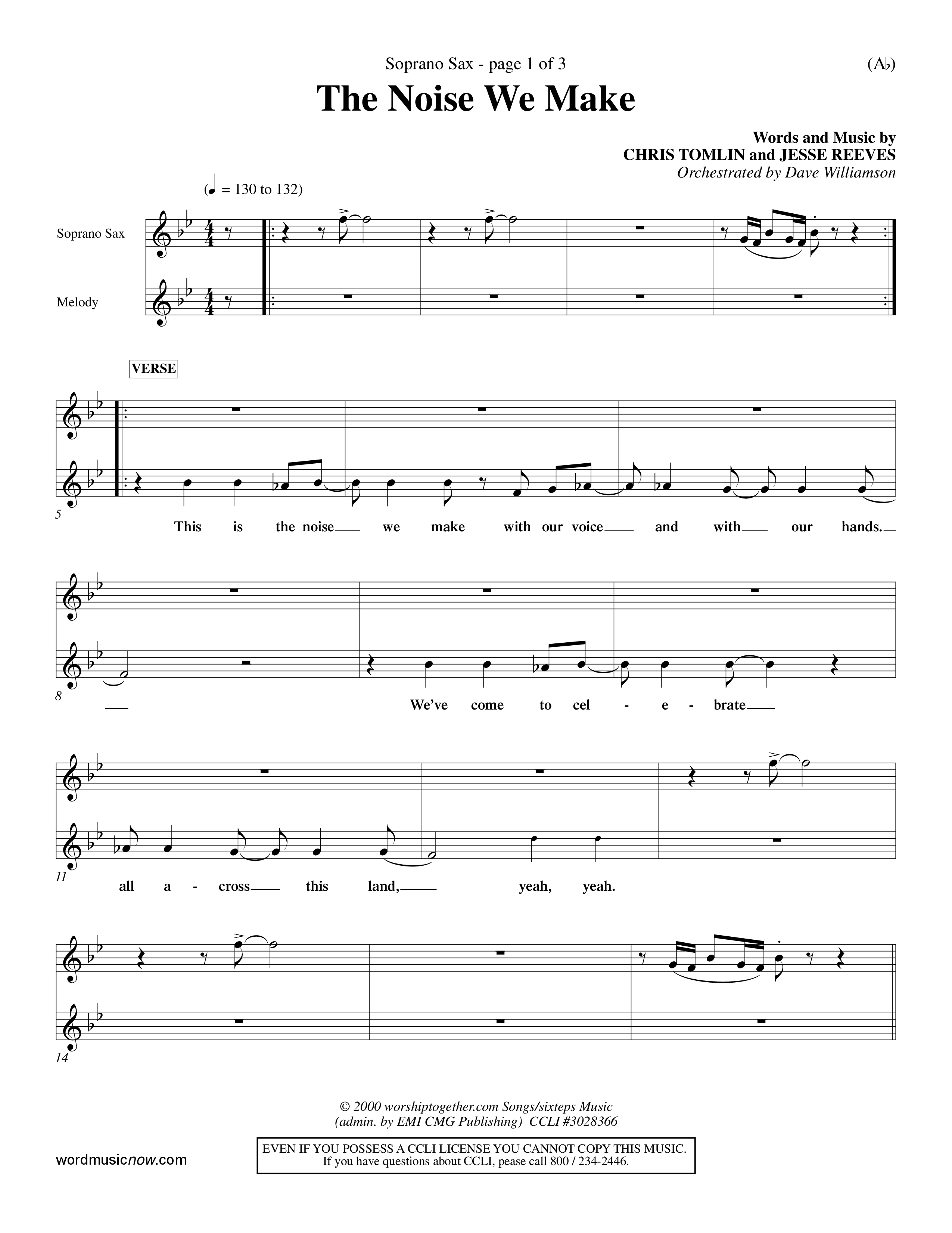 The Noise We Make (Choral Anthem SATB) Saxophone (Word Music Choral / Orch. Dave Williamson)