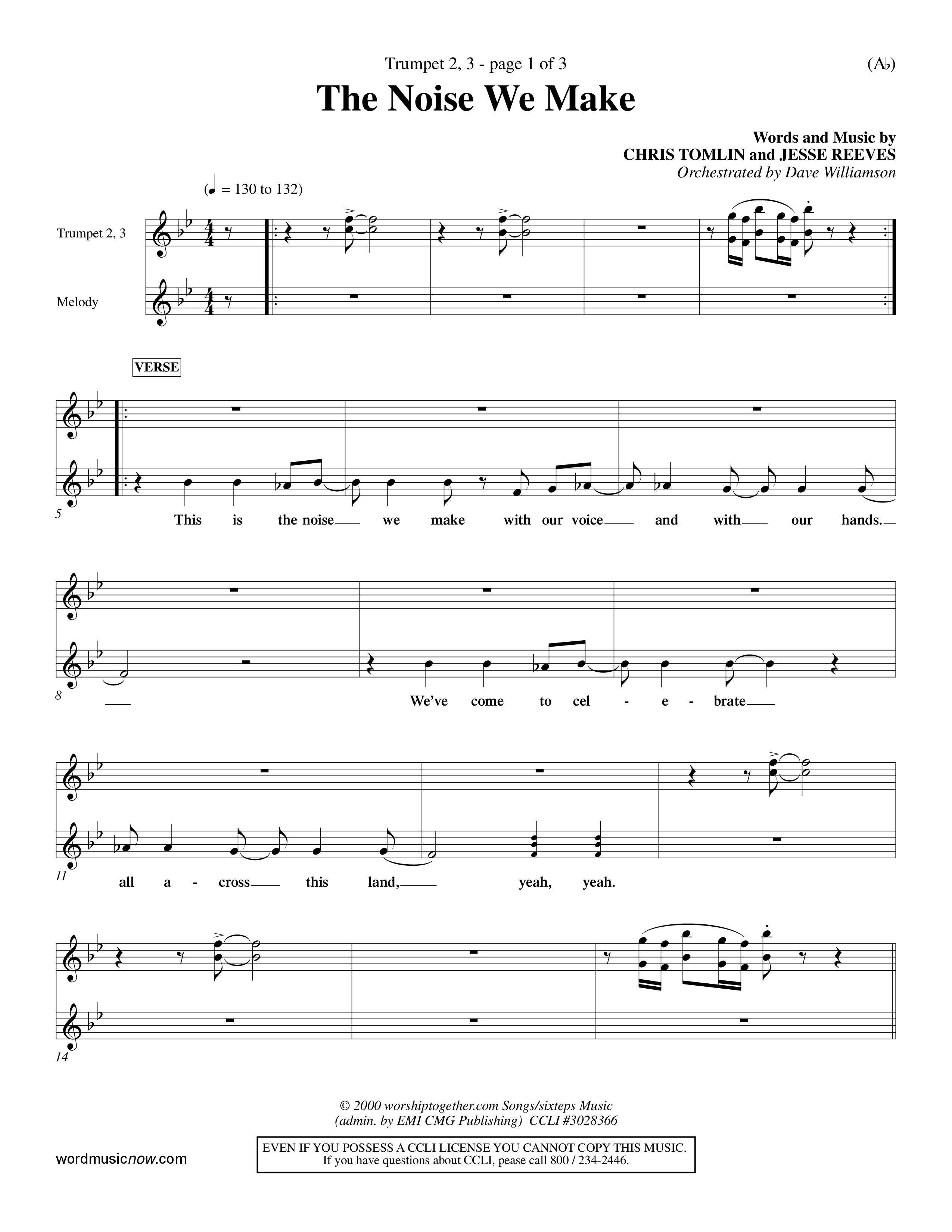 The Noise We Make (Choral Anthem SATB) Trumpet 2/3 (Word Music Choral / Orch. Dave Williamson)