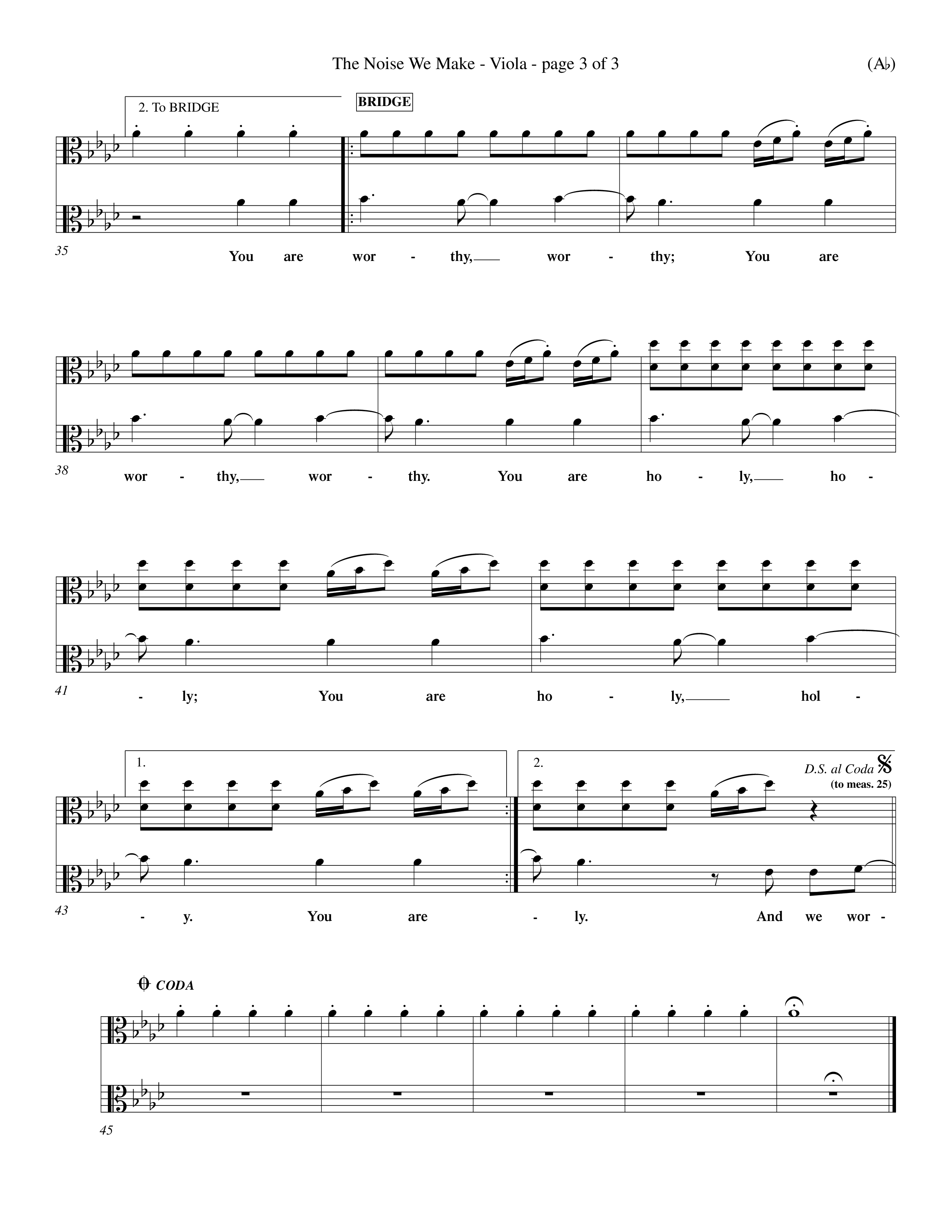 The Noise We Make (Choral Anthem SATB) Viola (Word Music Choral / Orch. Dave Williamson)