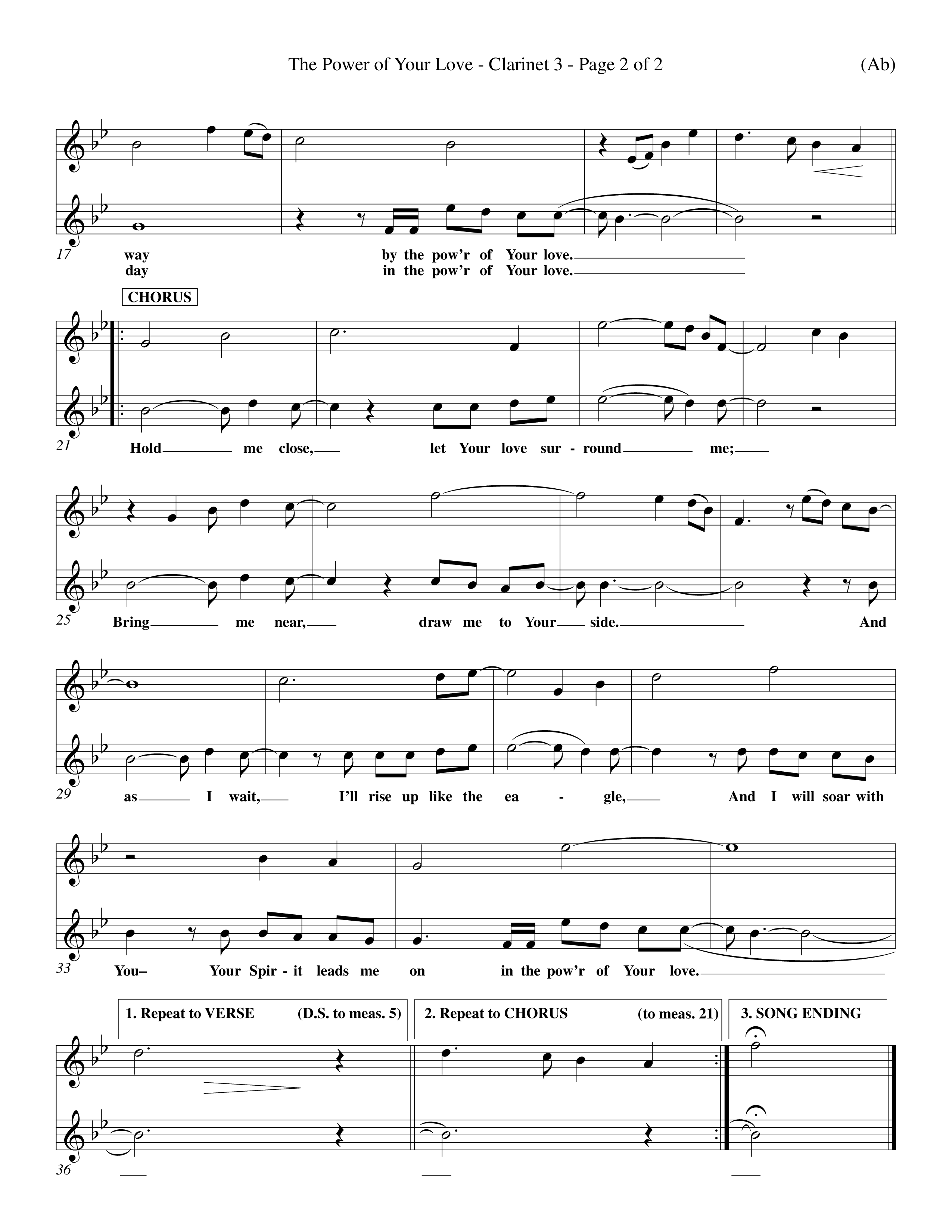The Power Of Your Love (Choral Anthem SATB) Clarinet 3 (Word Music Choral / Orch. Richard Kingsmore)