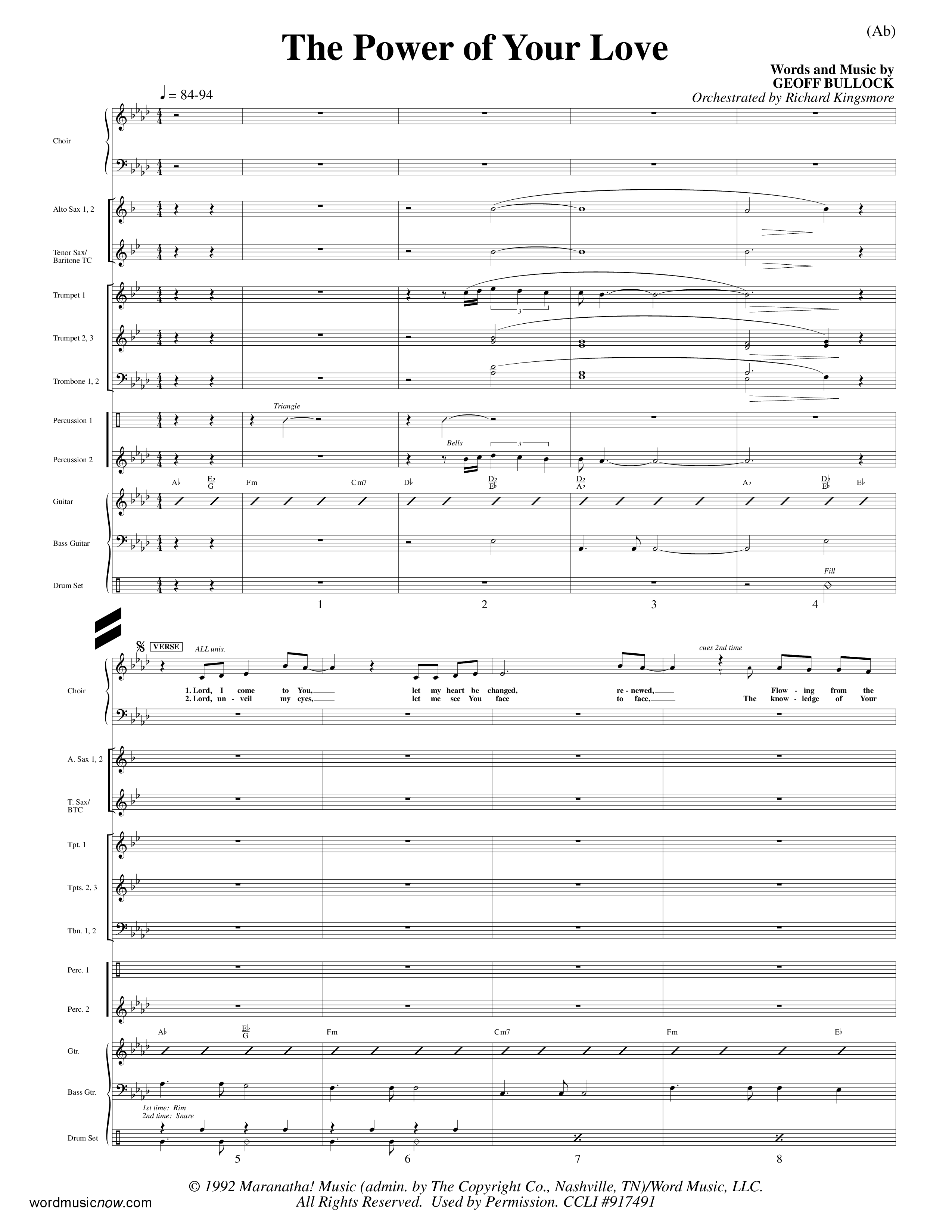 The Power Of Your Love (Choral Anthem SATB) Conductor's Score (Word Music Choral / Orch. Richard Kingsmore)
