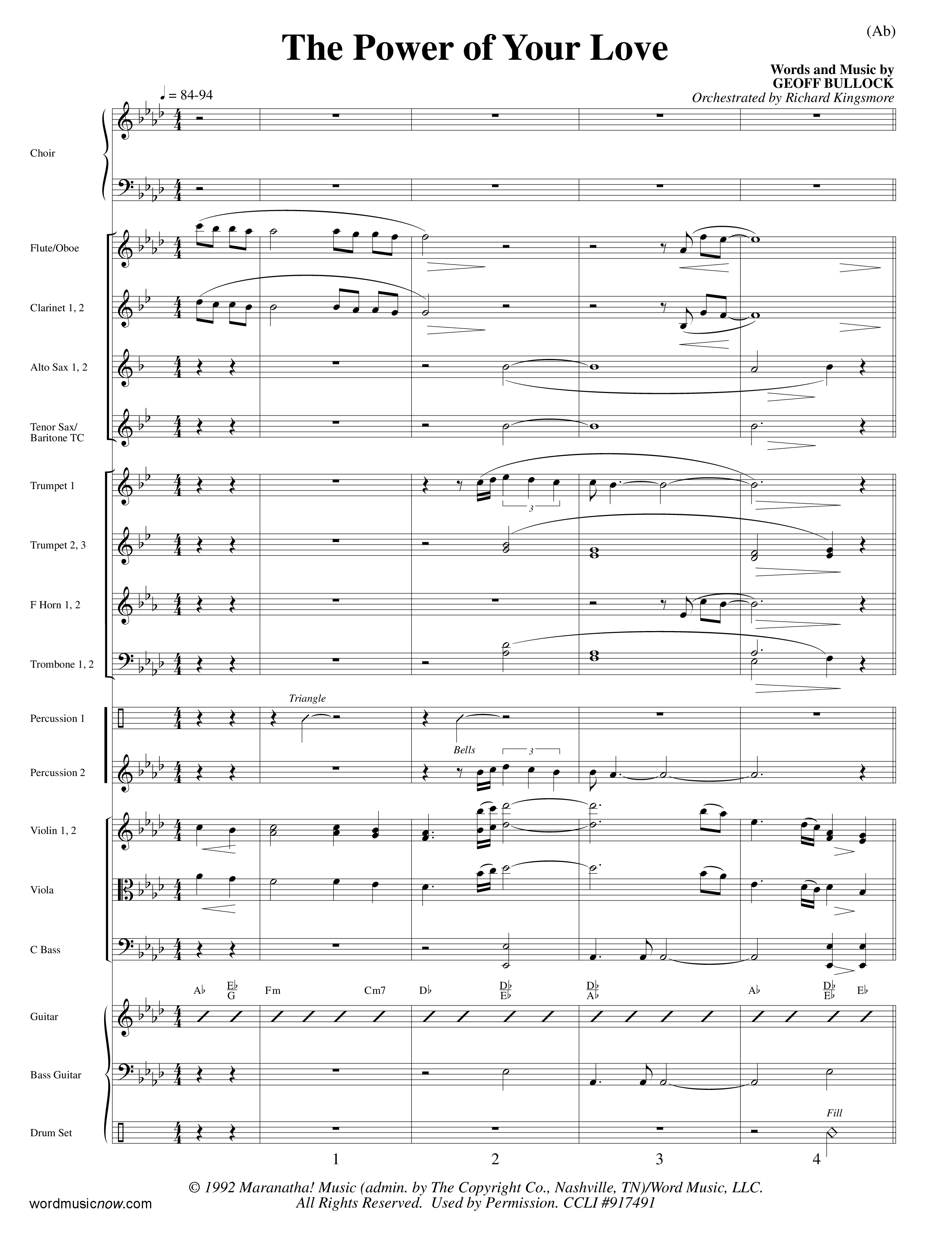 The Power Of Your Love (Choral Anthem SATB) Conductor's Score (Word Music Choral / Orch. Richard Kingsmore)