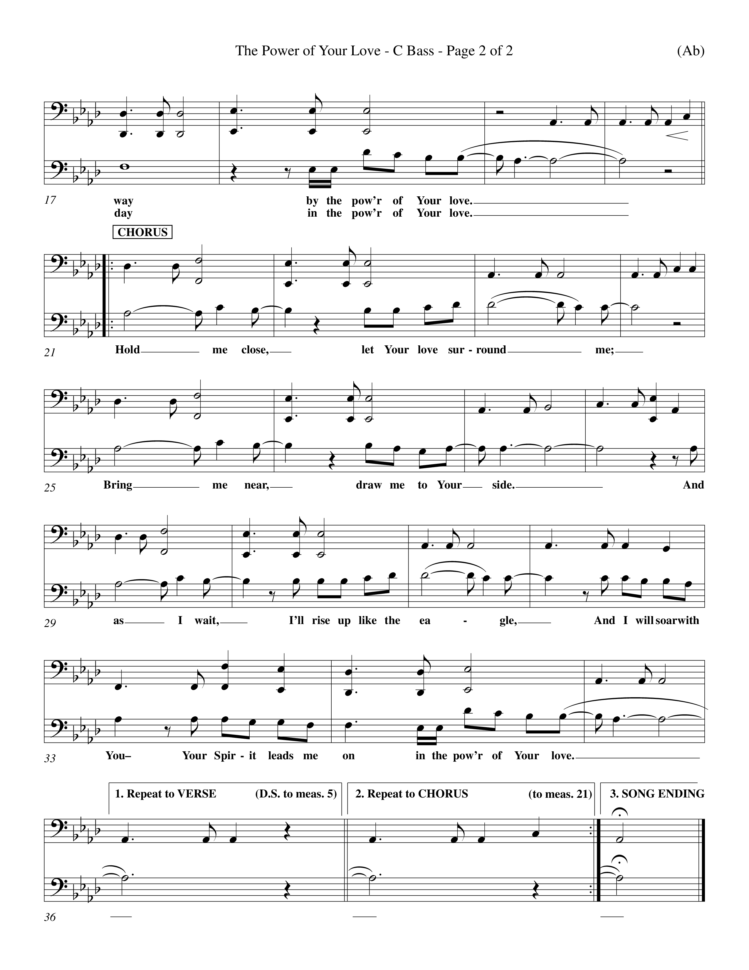 The Power Of Your Love (Choral Anthem SATB) Contrabass (Word Music Choral / Orch. Richard Kingsmore)