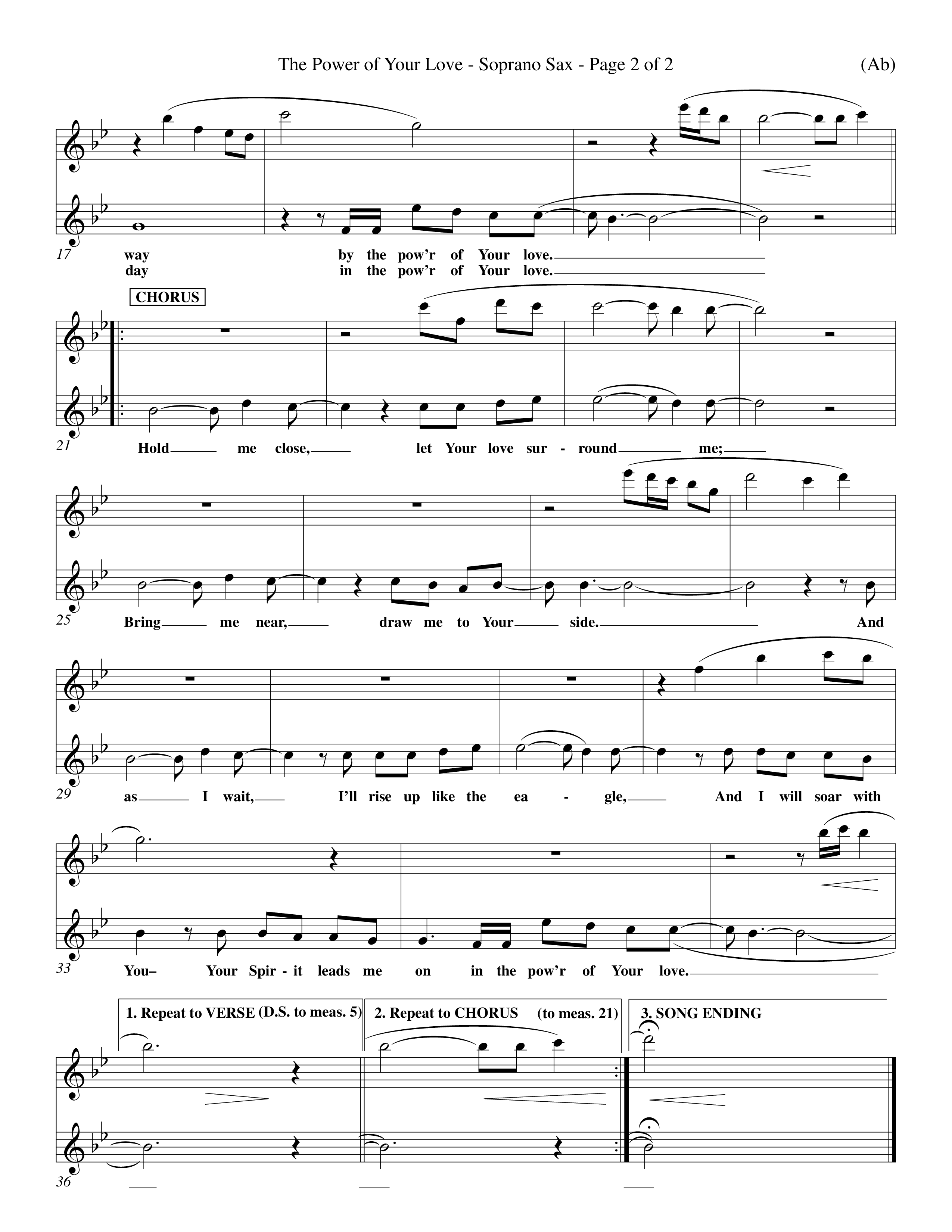 The Power Of Your Love (Choral Anthem SATB) Saxophone (Word Music Choral / Orch. Richard Kingsmore)