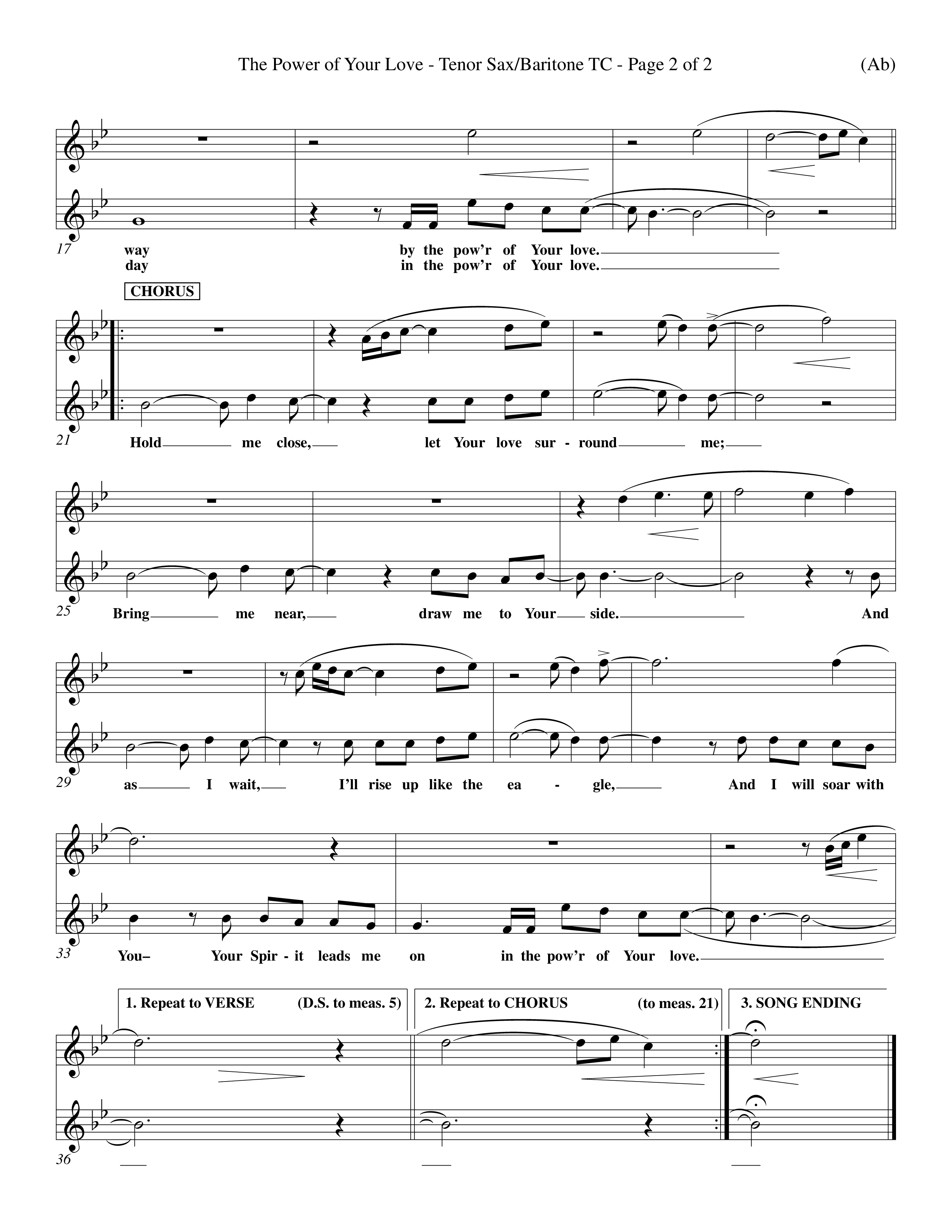 The Power Of Your Love (Choral Anthem SATB) Tenor Sax/Baritone T.C. (Word Music Choral / Orch. Richard Kingsmore)
