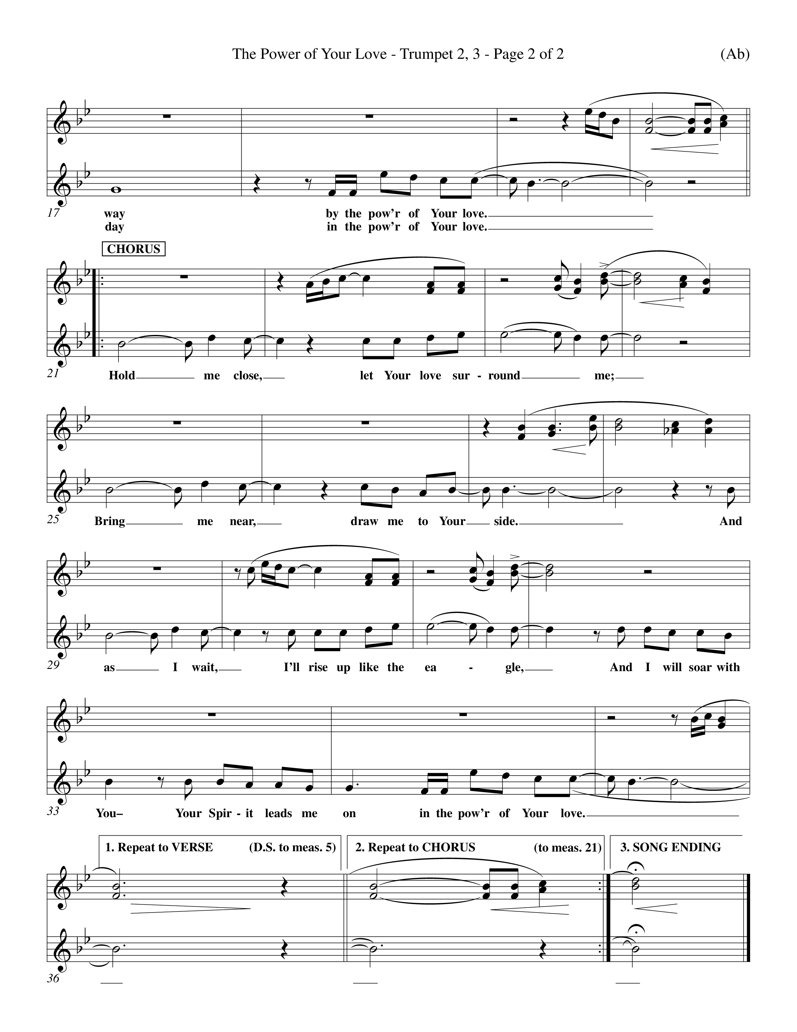 The Power Of Your Love (Choral Anthem SATB) Trumpet 2/3 (Word Music Choral / Orch. Richard Kingsmore)
