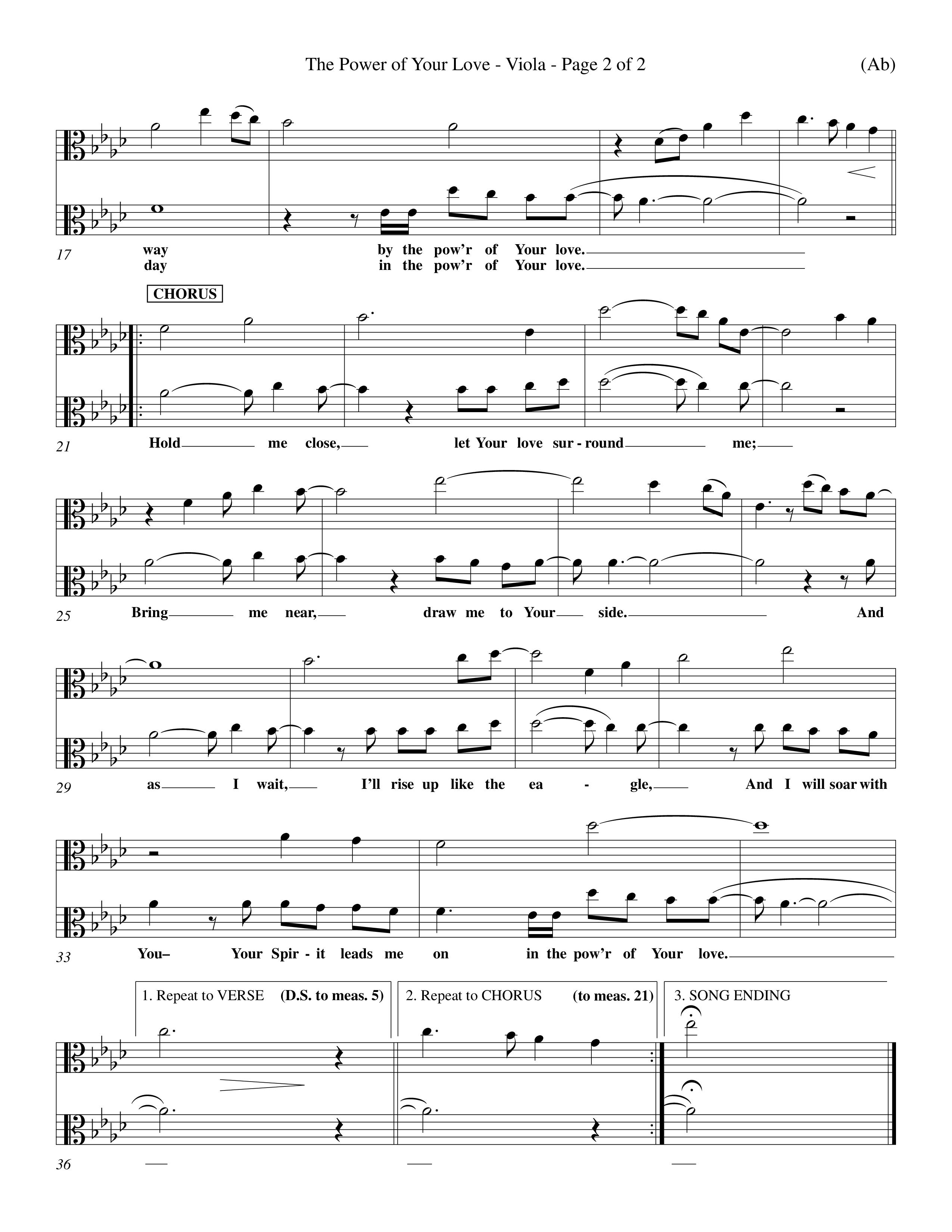 The Power Of Your Love (Choral Anthem SATB) Viola (Word Music Choral / Orch. Richard Kingsmore)