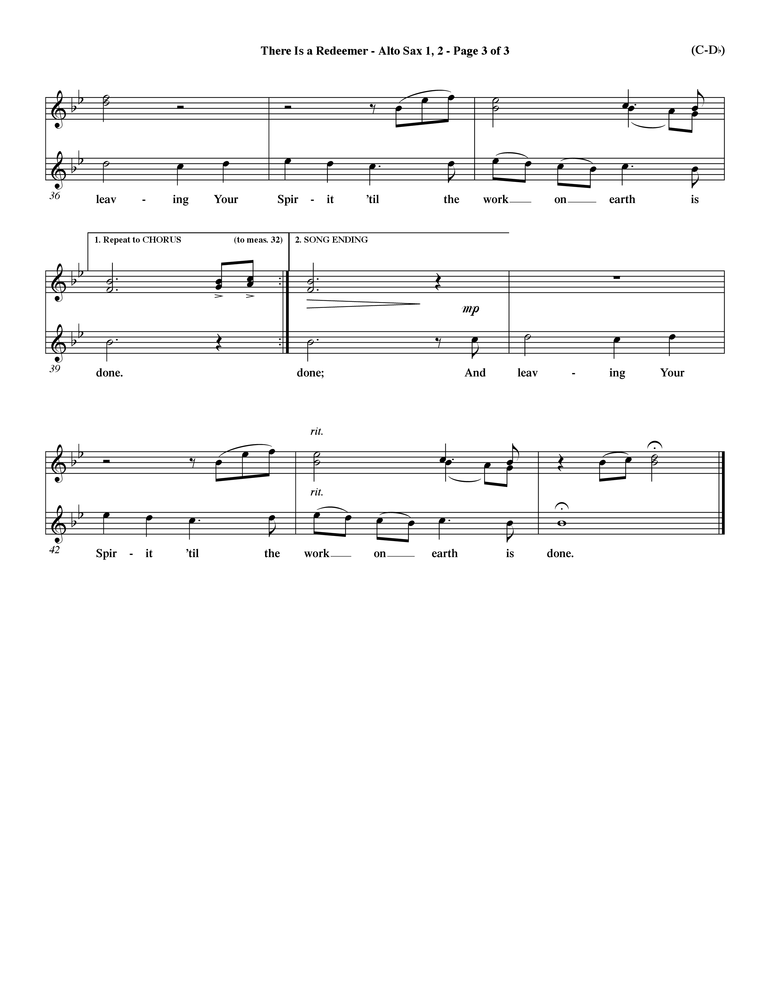 There Is A Redeemer (Choral Anthem SATB) Alto Sax 1/2 (Word Music Choral / Orch. Keith Christopher / Orch. Paul Nelson)