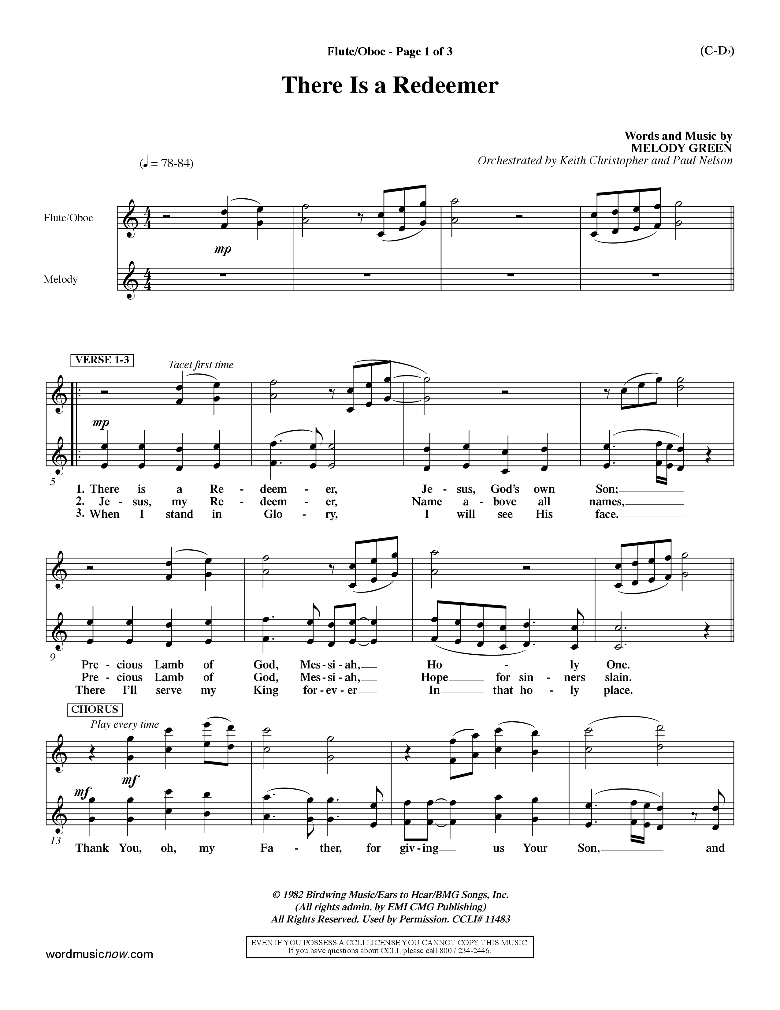 There Is A Redeemer (Choral Anthem SATB) Flute/Oboe (Word Music Choral / Orch. Keith Christopher / Orch. Paul Nelson)