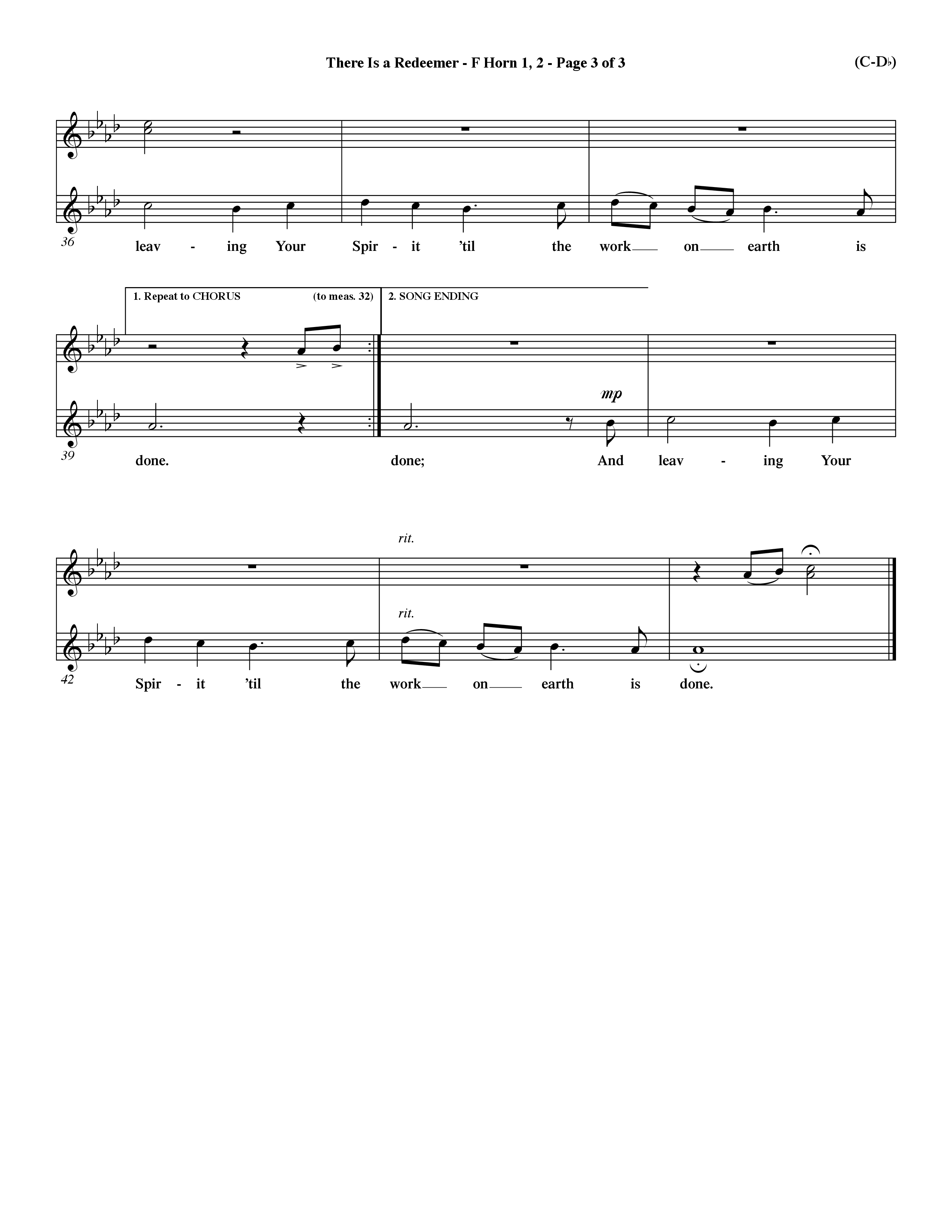 There Is A Redeemer (Choral Anthem SATB) French Horn (Word Music Choral / Orch. Keith Christopher / Orch. Paul Nelson)