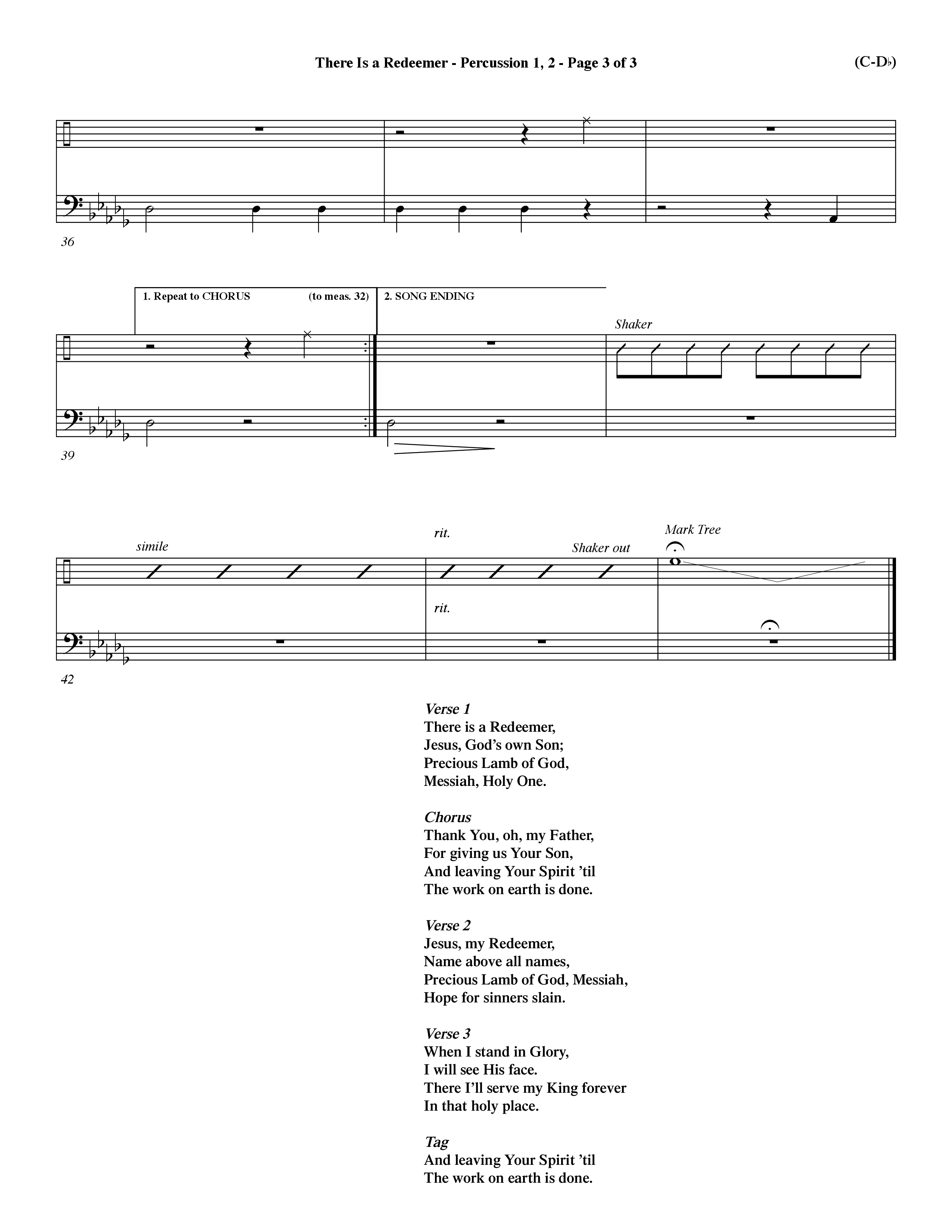There Is A Redeemer (Choral Anthem SATB) Percussion 1/2 (Word Music Choral / Orch. Keith Christopher / Orch. Paul Nelson)