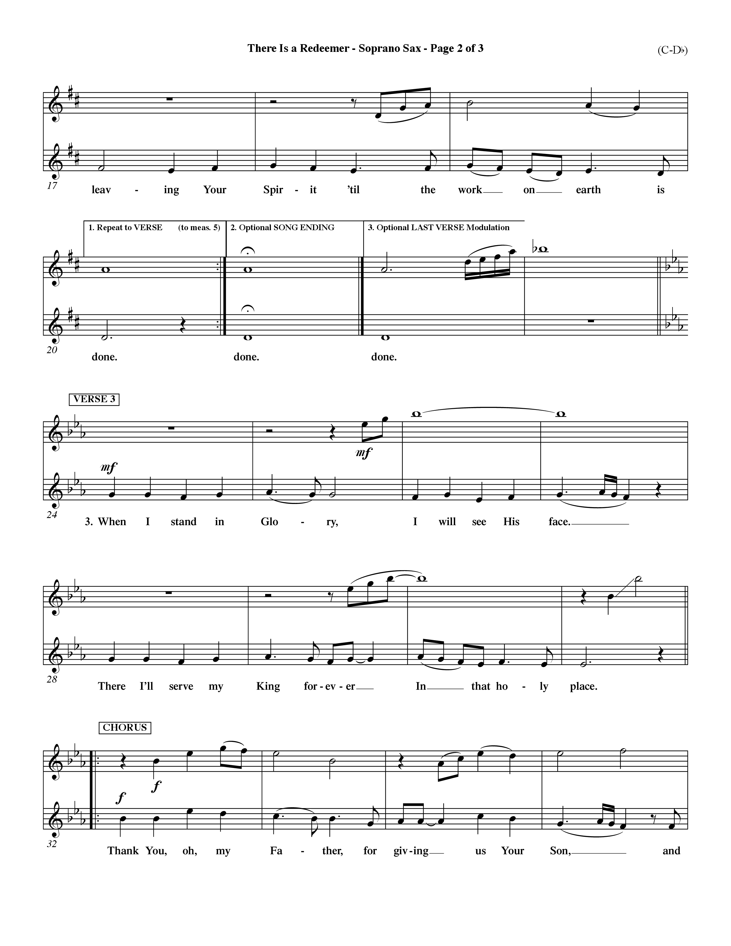 There Is A Redeemer (Choral Anthem SATB) Saxophone (Word Music Choral / Orch. Keith Christopher / Orch. Paul Nelson)