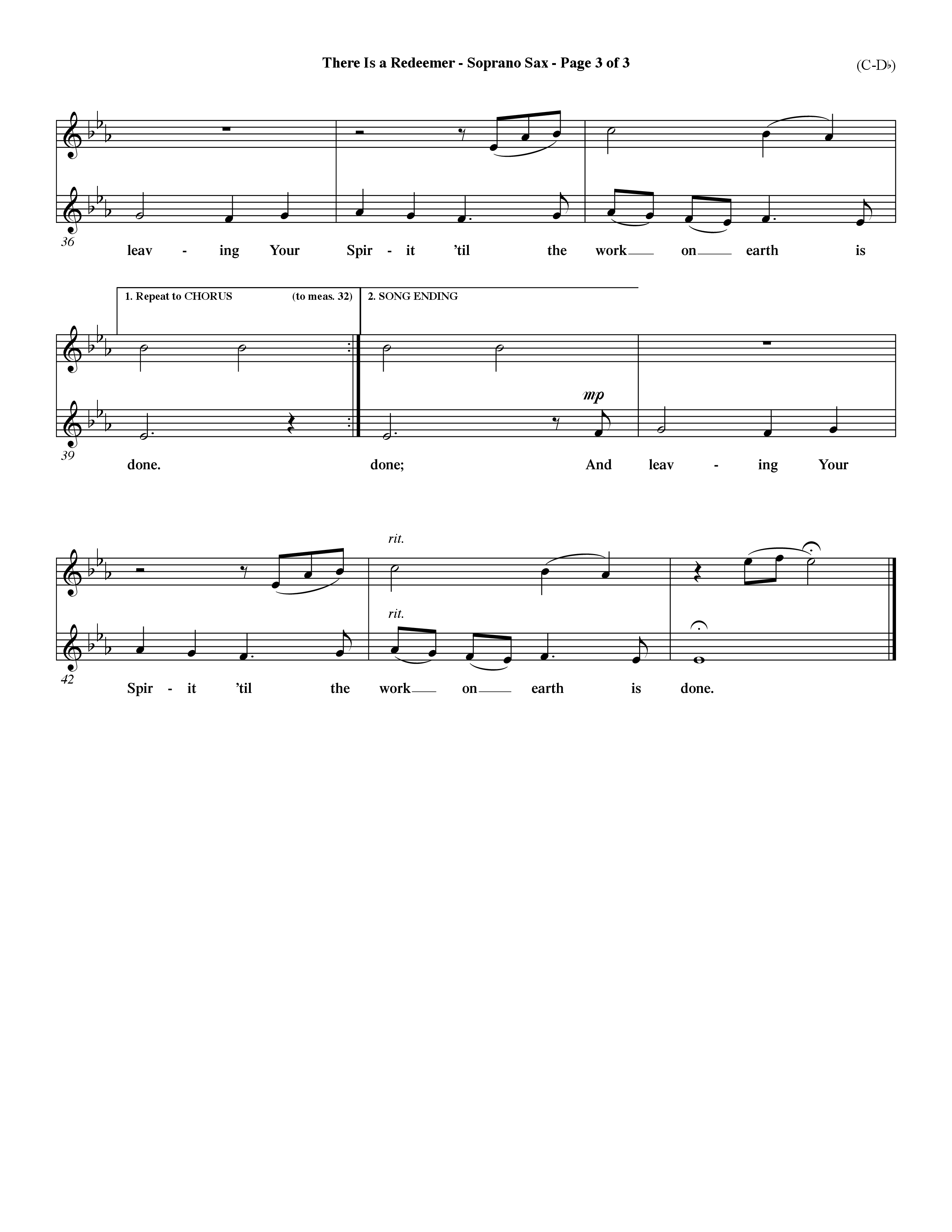 There Is A Redeemer (Choral Anthem SATB) Saxophone (Word Music Choral / Orch. Keith Christopher / Orch. Paul Nelson)