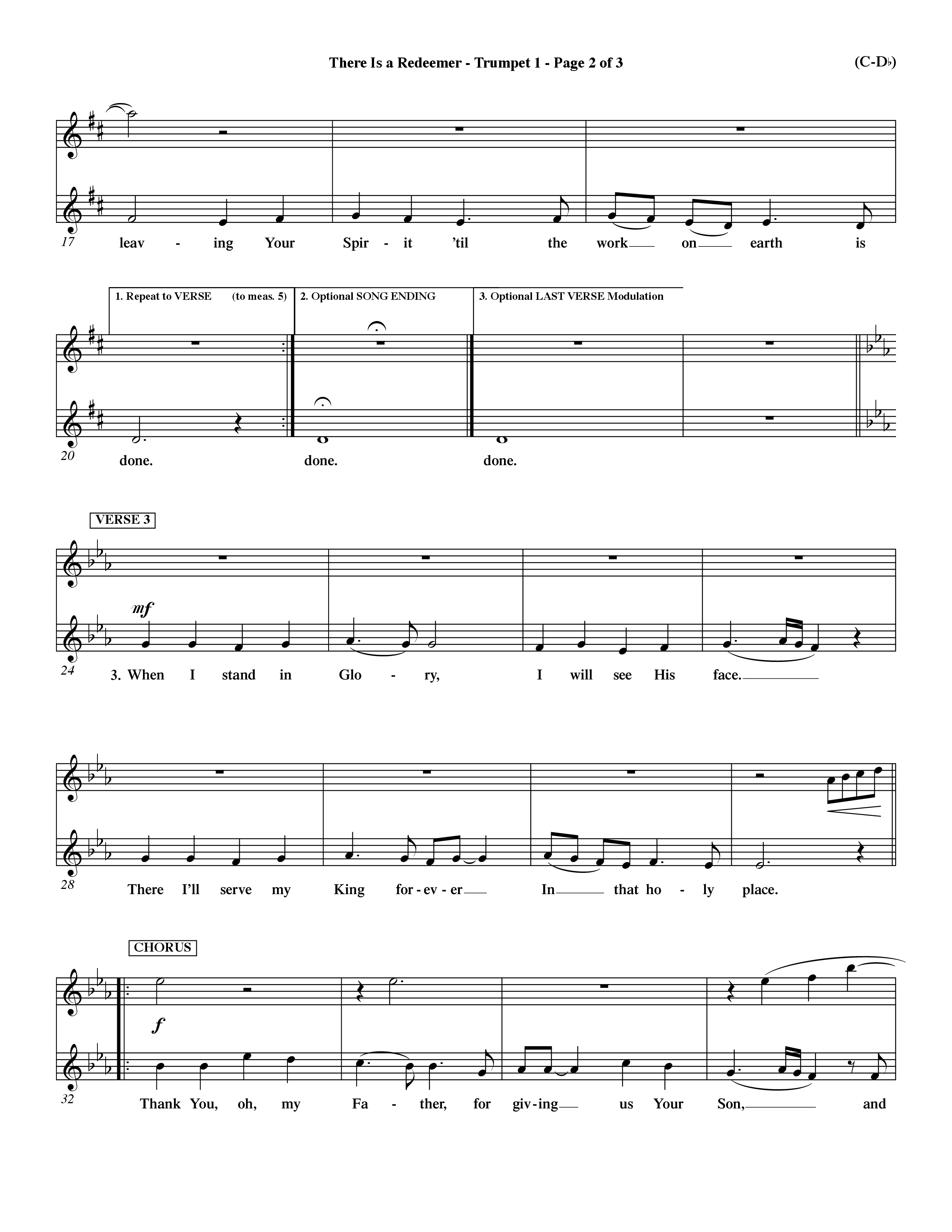 There Is A Redeemer (Choral Anthem SATB) Trumpet 1 (Word Music Choral / Orch. Keith Christopher / Orch. Paul Nelson)