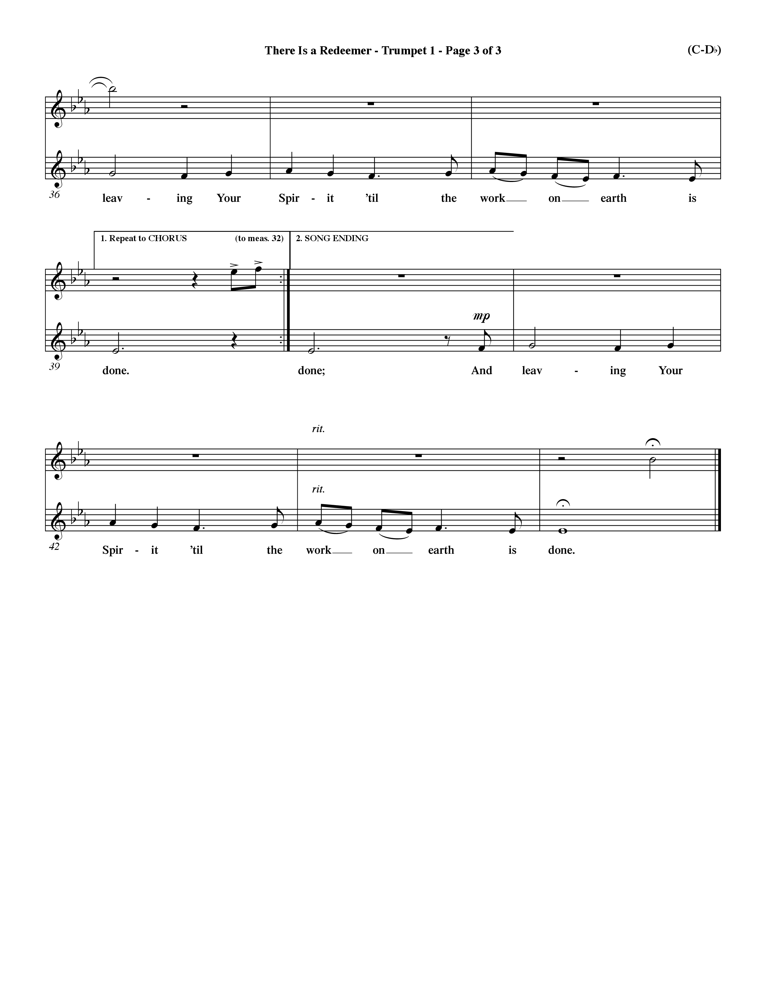 There Is A Redeemer (Choral Anthem SATB) Trumpet 1 (Word Music Choral / Orch. Keith Christopher / Orch. Paul Nelson)